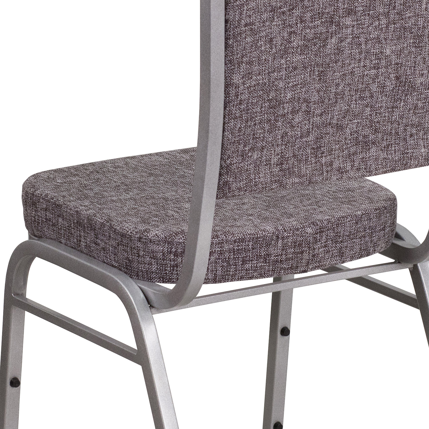 BLNK™ HERCULES Series Fabric Crown Back Stacking Banquet Chair with Silver Frame - Herringbone