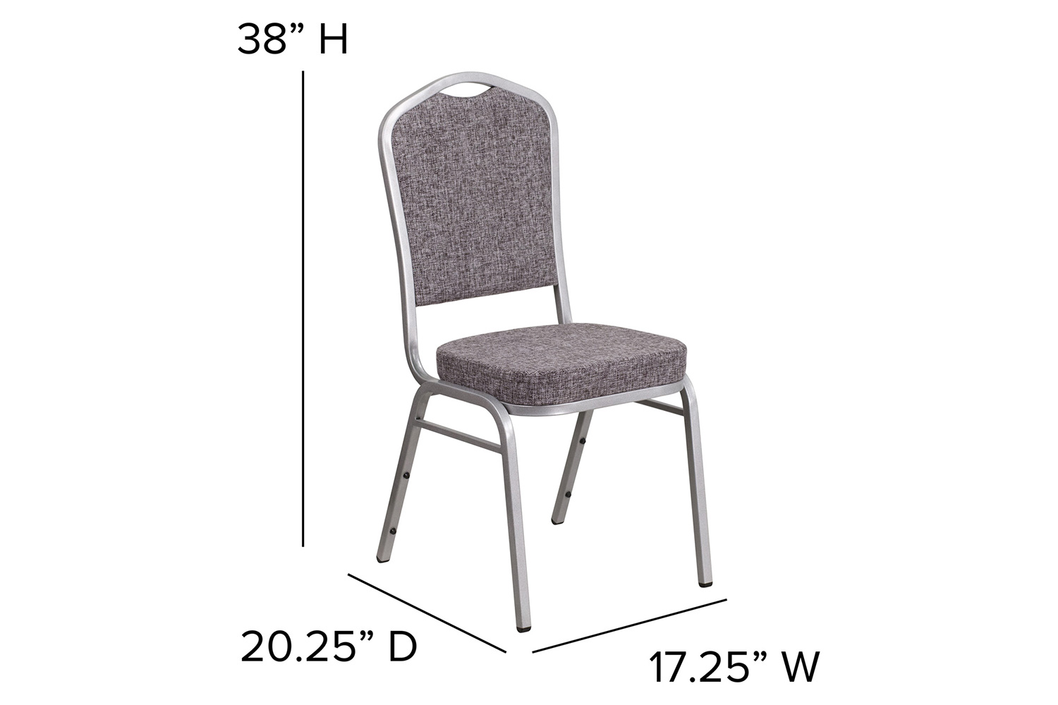 BLNK™ HERCULES Series Fabric Crown Back Stacking Banquet Chair with Silver Frame - Herringbone