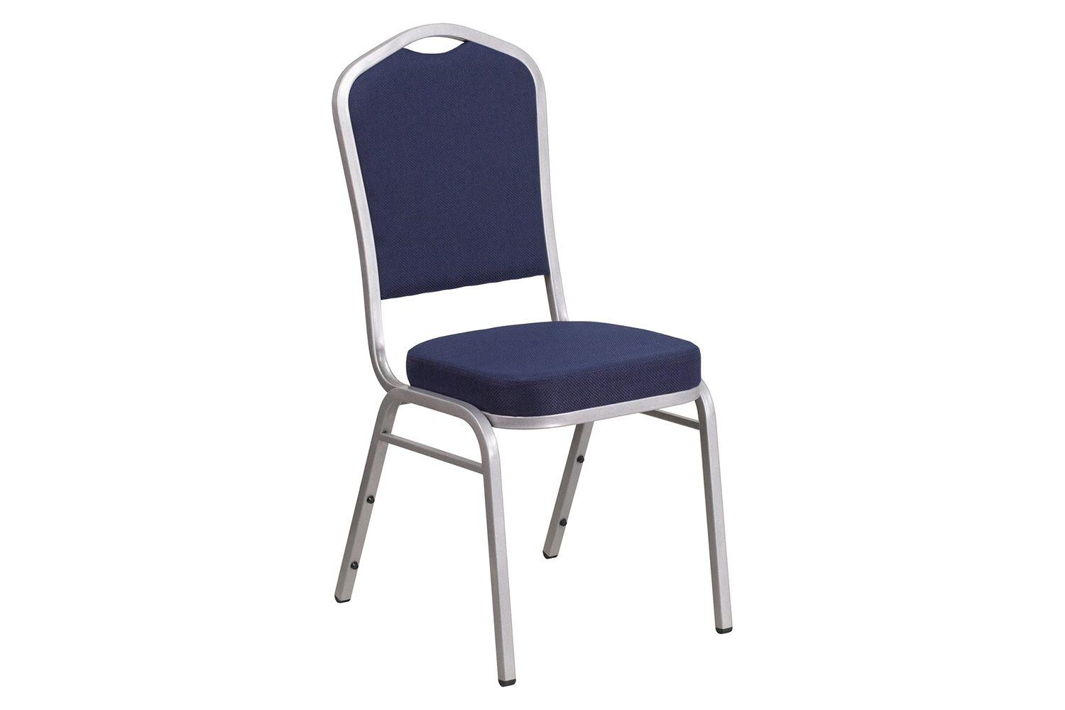 BLNK™ HERCULES Series Fabric Crown Back Stacking Banquet Chair with Silver Frame - Navy