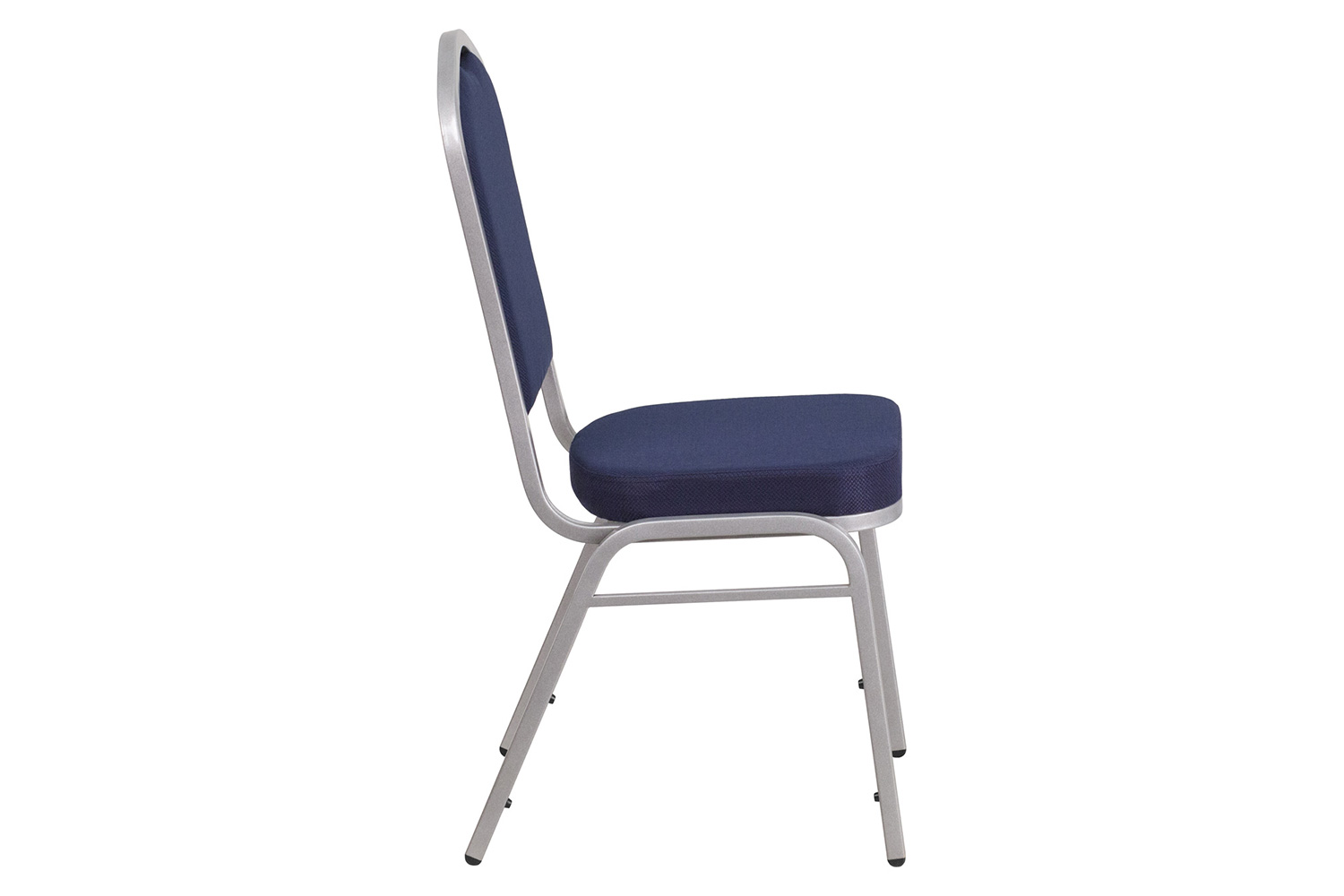 BLNK™ HERCULES Series Fabric Crown Back Stacking Banquet Chair with Silver Frame - Navy