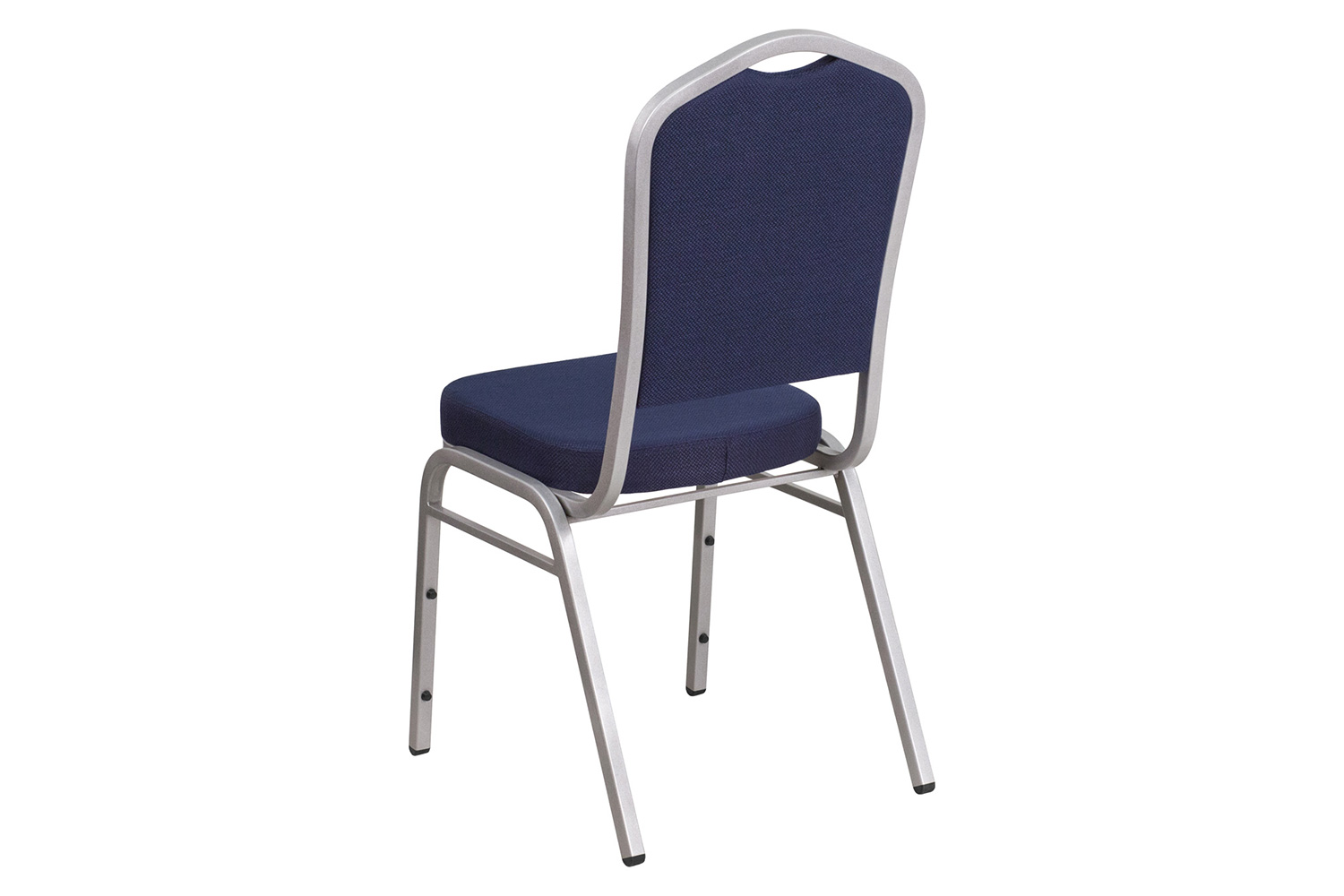 BLNK™ HERCULES Series Fabric Crown Back Stacking Banquet Chair with Silver Frame - Navy