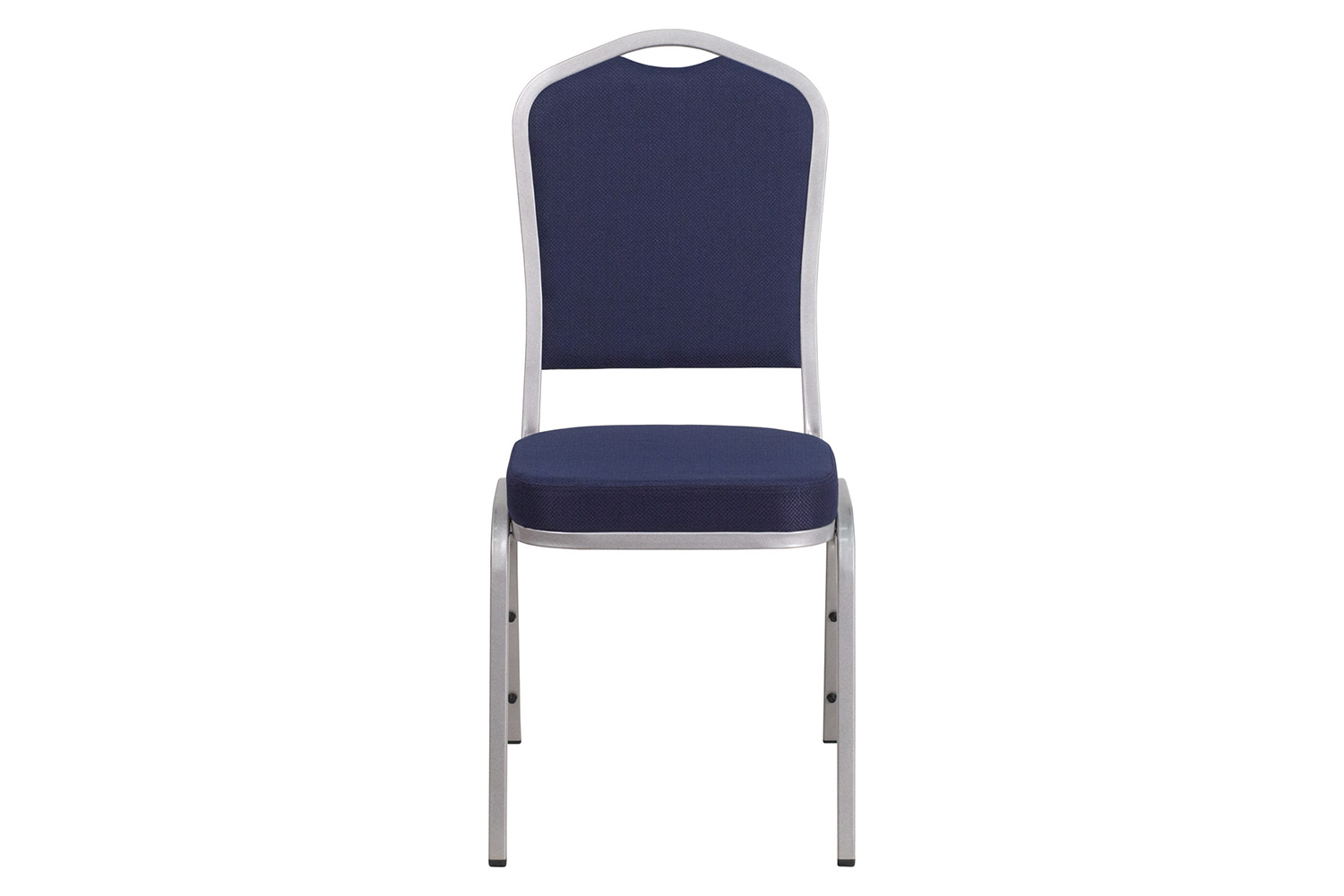 BLNK™ HERCULES Series Fabric Crown Back Stacking Banquet Chair with Silver Frame - Navy