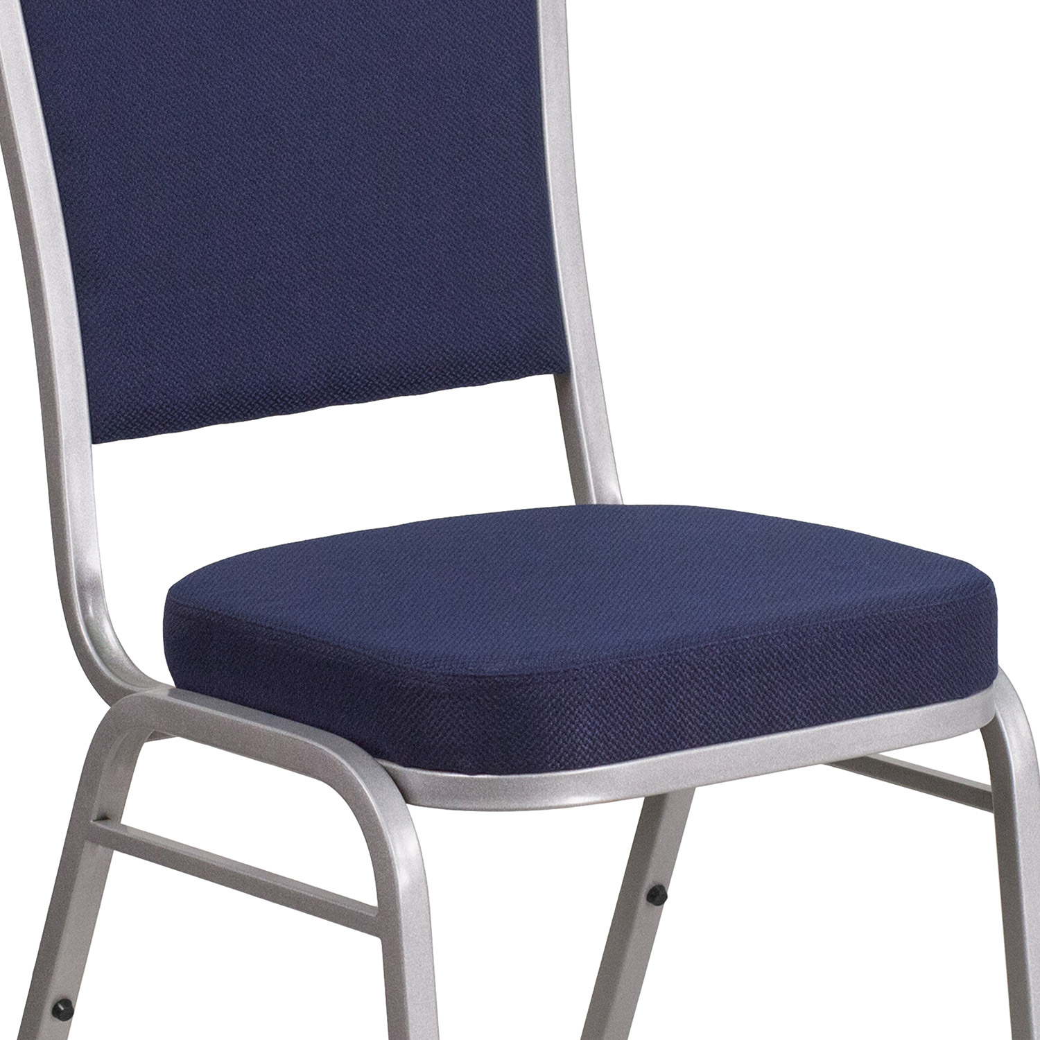 BLNK™ HERCULES Series Fabric Crown Back Stacking Banquet Chair with Silver Frame - Navy