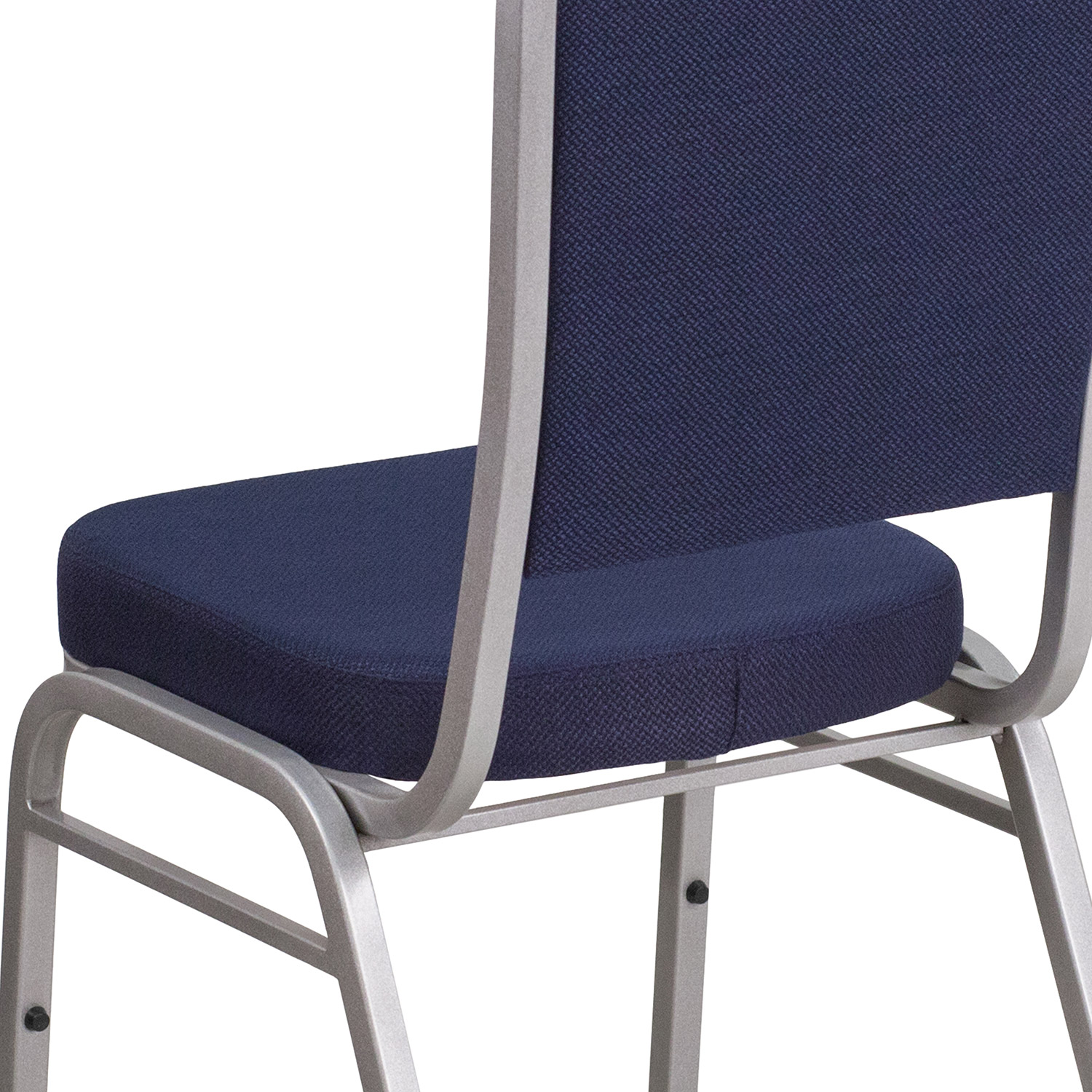 BLNK™ HERCULES Series Fabric Crown Back Stacking Banquet Chair with Silver Frame - Navy