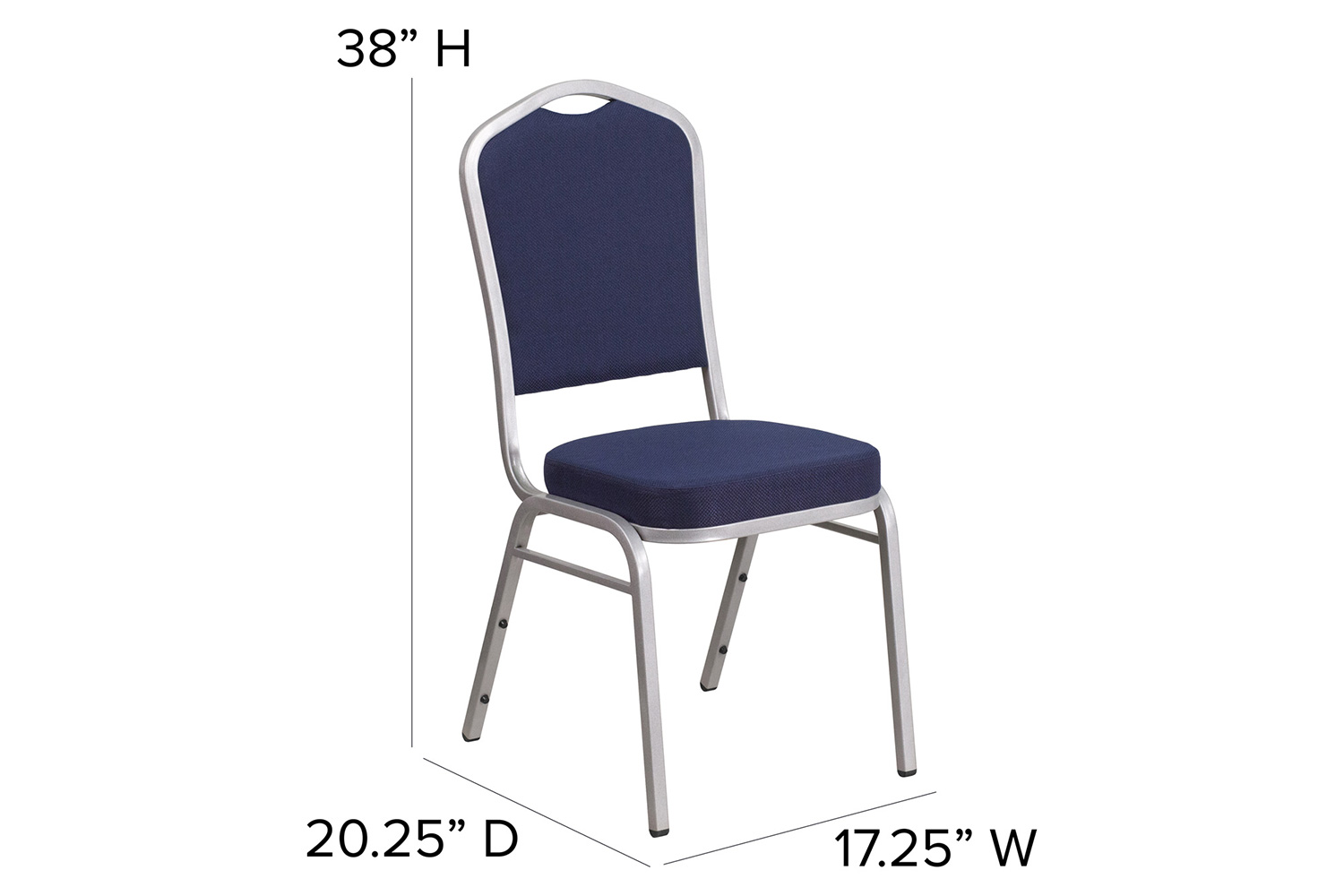 BLNK™ HERCULES Series Fabric Crown Back Stacking Banquet Chair with Silver Frame - Navy