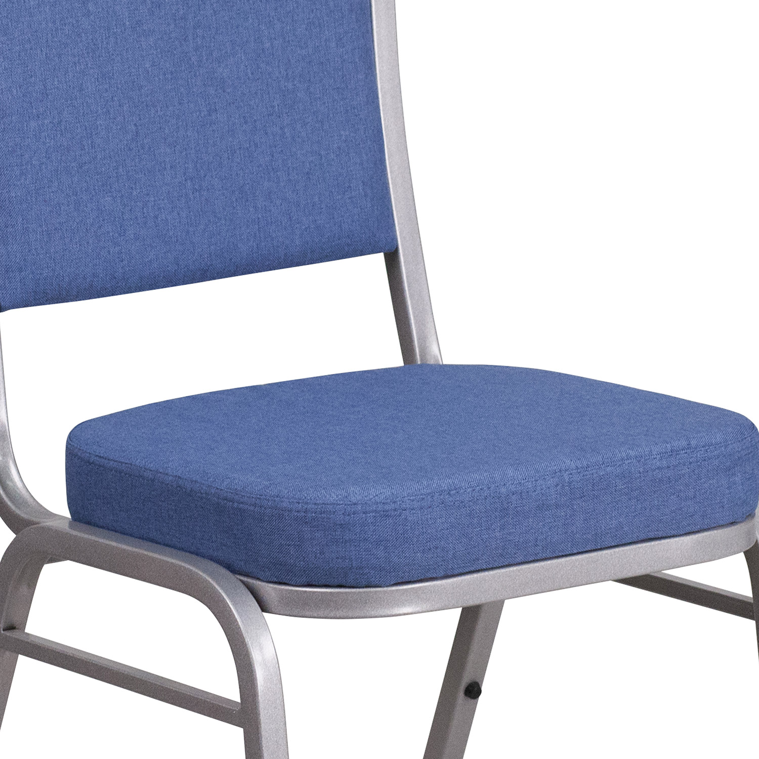 BLNK™ HERCULES Series Fabric Crown Back Stacking Banquet Chair with Silver Frame - Blue