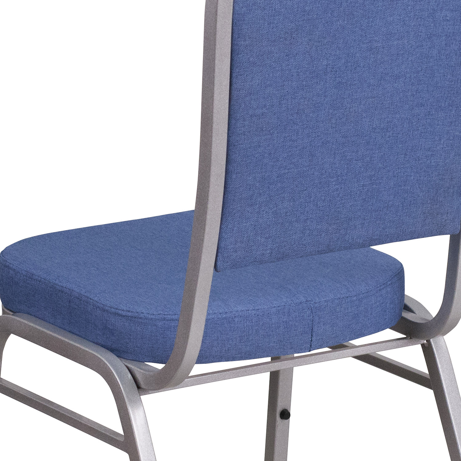 BLNK™ HERCULES Series Fabric Crown Back Stacking Banquet Chair with Silver Frame - Blue