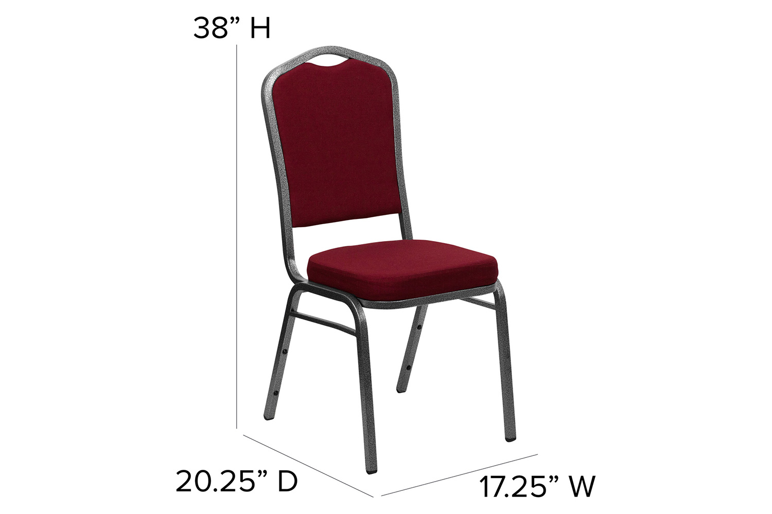 BLNK™ HERCULES Series Fabric Crown Back Stacking Banquet Chair with Silver Vein Frame - Burgundy