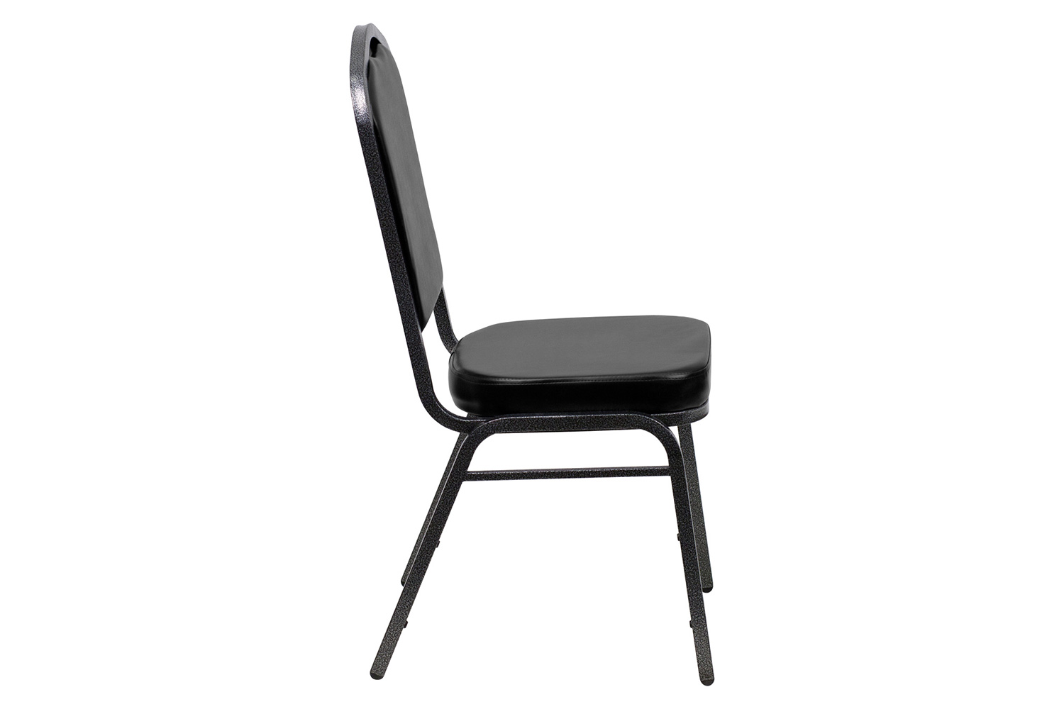 BLNK HERCULES Series Vinyl Crown Back Stacking Banquet Chair with Silver Vein Frame - Black