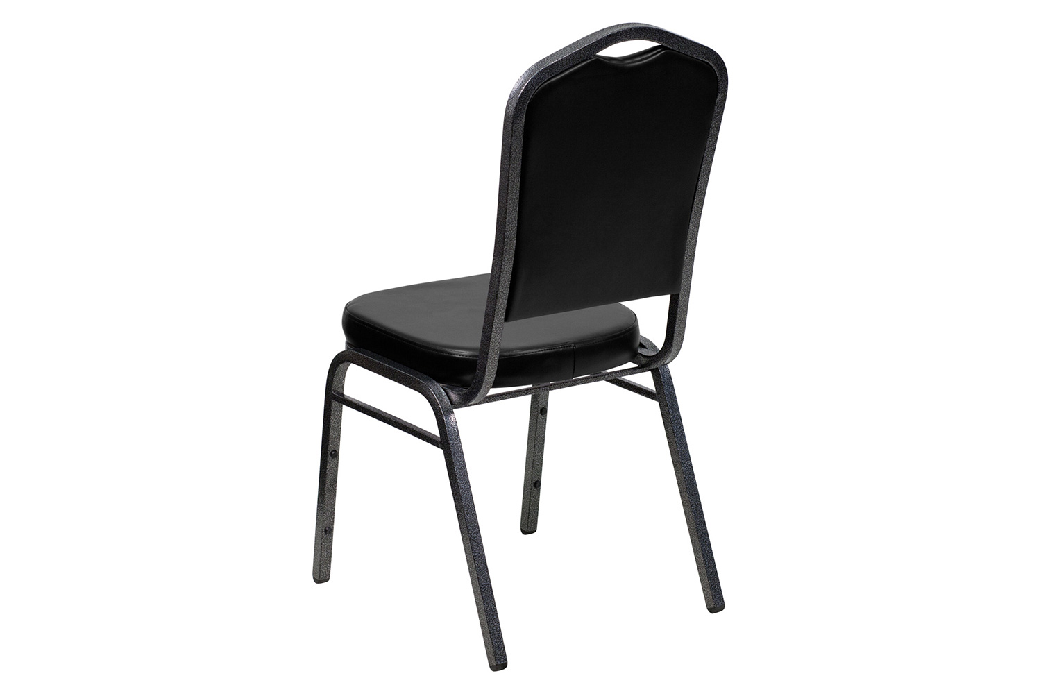 BLNK HERCULES Series Vinyl Crown Back Stacking Banquet Chair with Silver Vein Frame - Black