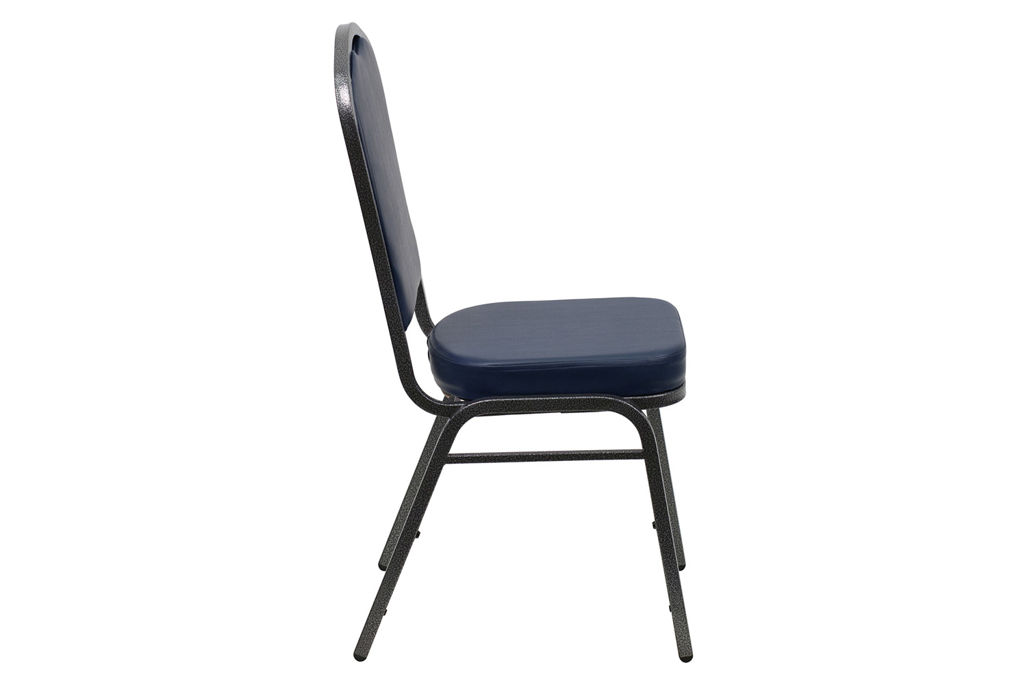 BLNK HERCULES Series Vinyl Crown Back Stacking Banquet Chair with Silver Vein Frame - Navy