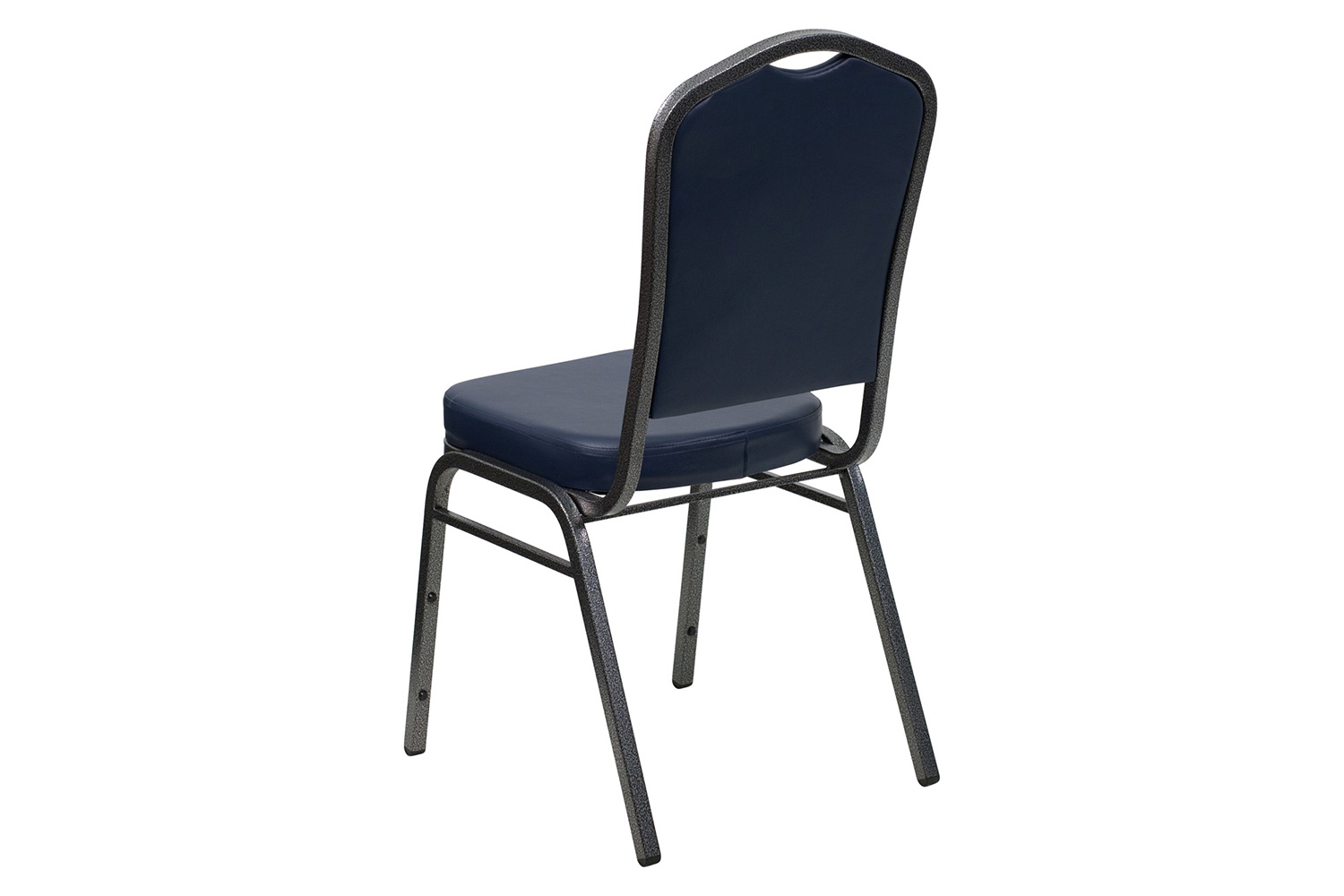 BLNK HERCULES Series Vinyl Crown Back Stacking Banquet Chair with Silver Vein Frame - Navy