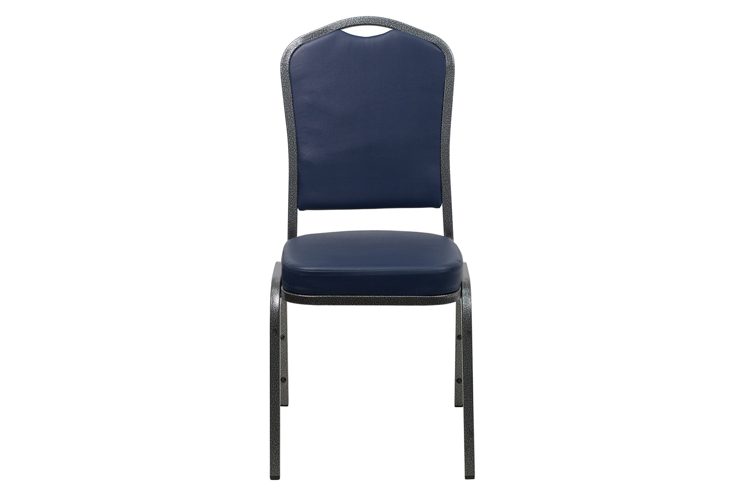 BLNK HERCULES Series Vinyl Crown Back Stacking Banquet Chair with Silver Vein Frame - Navy