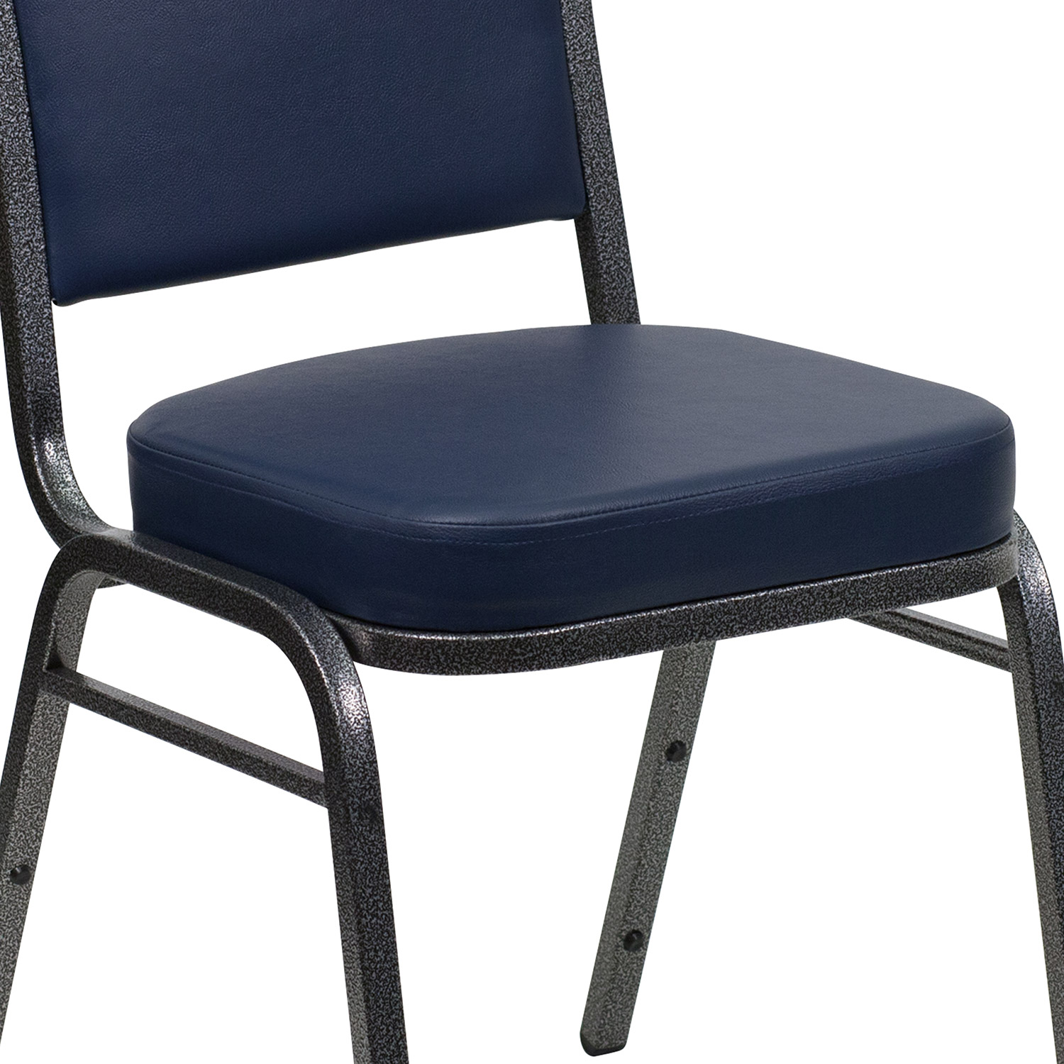 BLNK HERCULES Series Vinyl Crown Back Stacking Banquet Chair with Silver Vein Frame - Navy