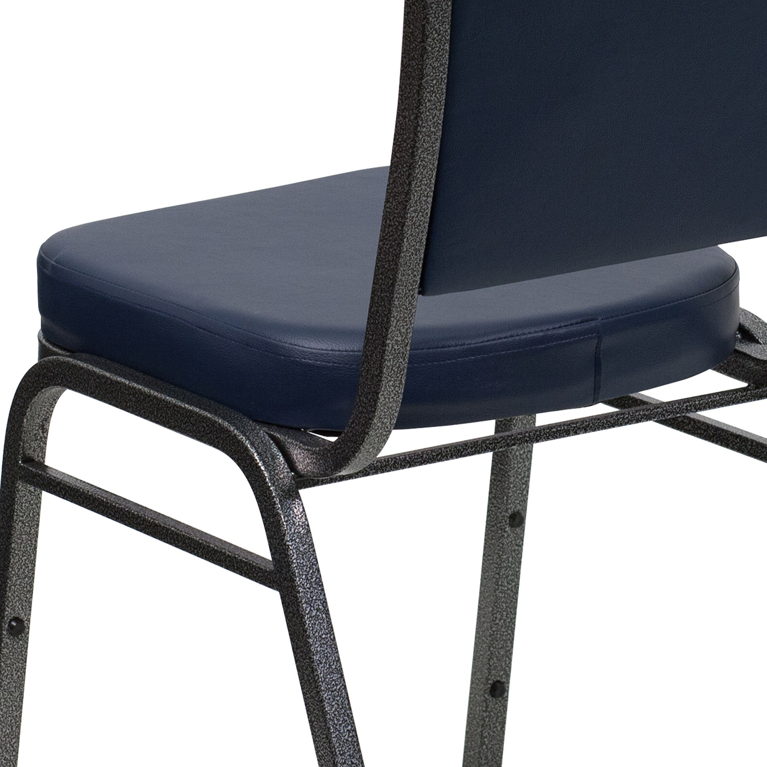 BLNK HERCULES Series Vinyl Crown Back Stacking Banquet Chair with Silver Vein Frame - Navy