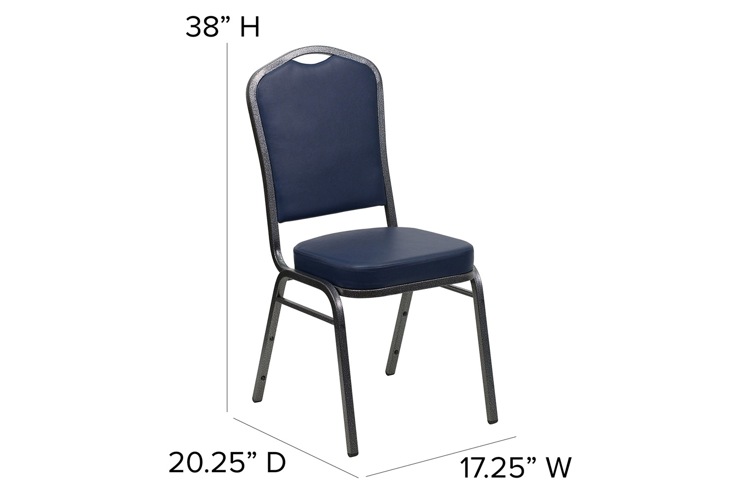 BLNK HERCULES Series Vinyl Crown Back Stacking Banquet Chair with Silver Vein Frame - Navy