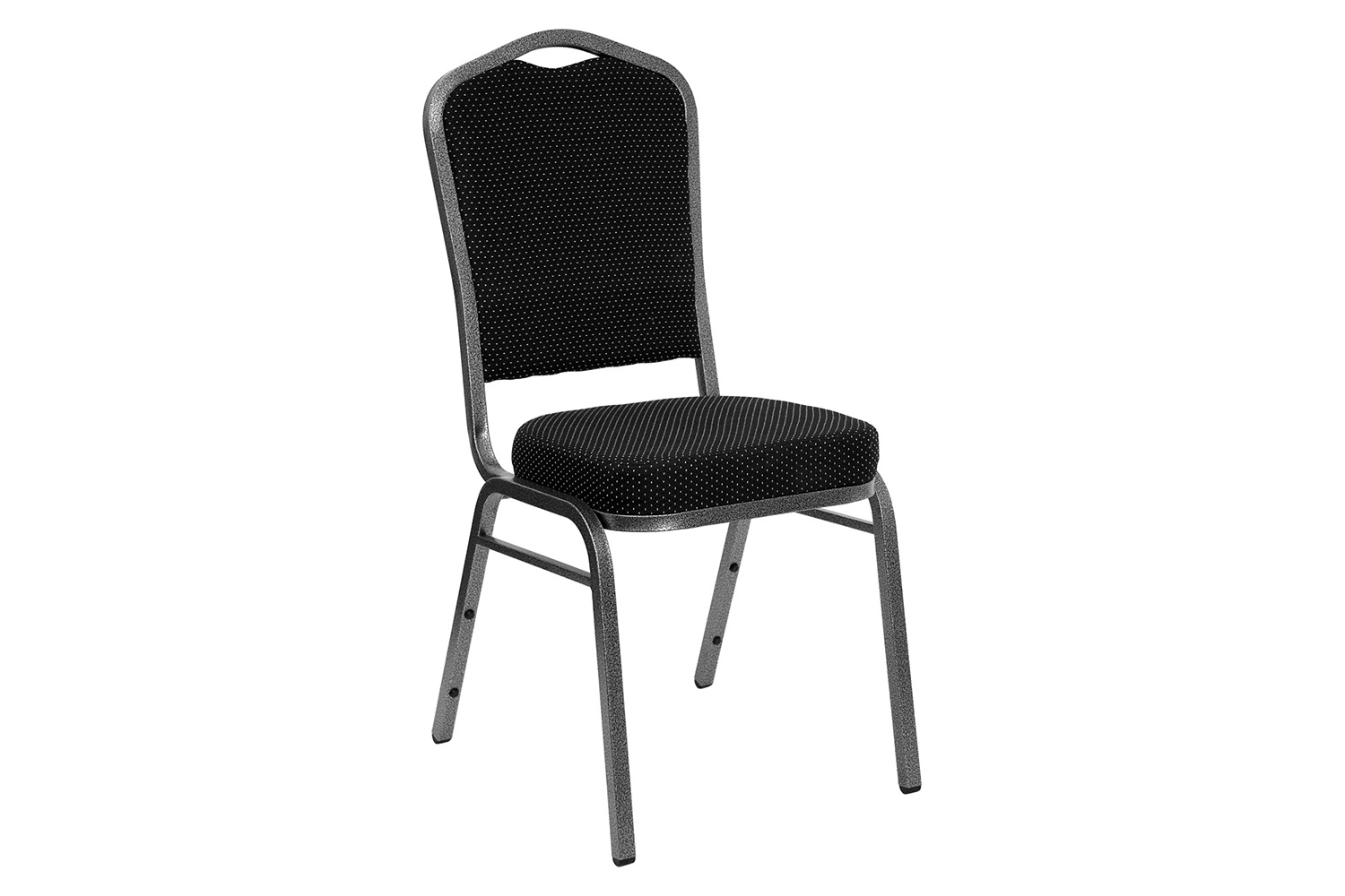 BLNK™ HERCULES Series Fabric Crown Back Stacking Banquet Chair with Silver Vein Frame - Black Dot Patterned