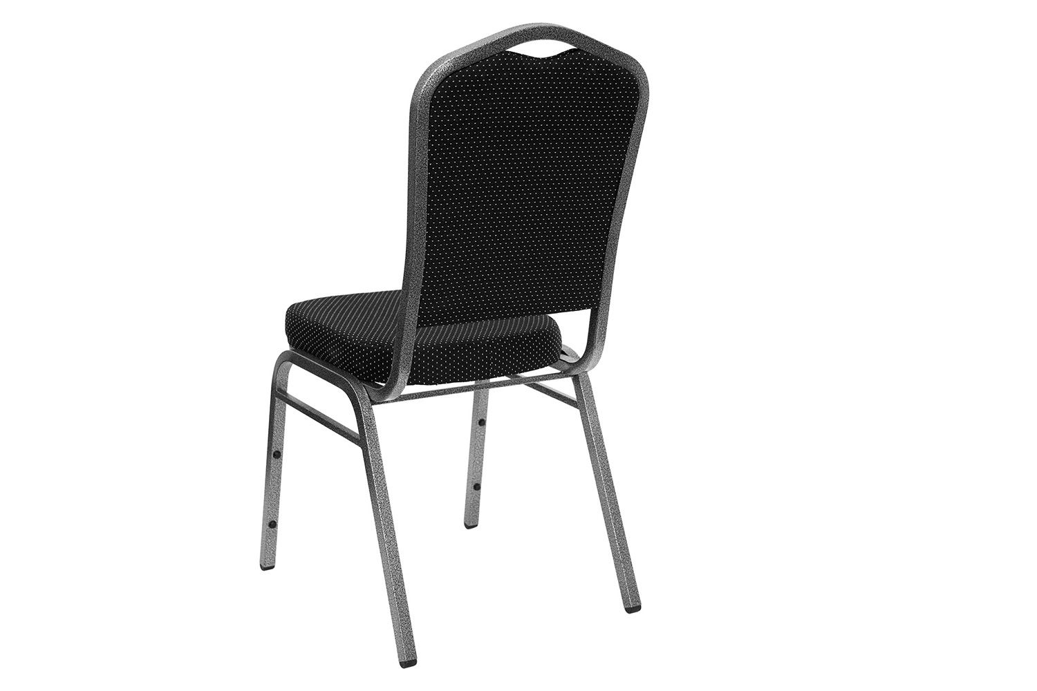 BLNK™ HERCULES Series Fabric Crown Back Stacking Banquet Chair with Silver Vein Frame - Black Dot Patterned