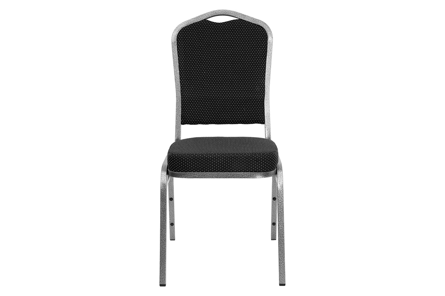 BLNK™ HERCULES Series Fabric Crown Back Stacking Banquet Chair with Silver Vein Frame - Black Dot Patterned