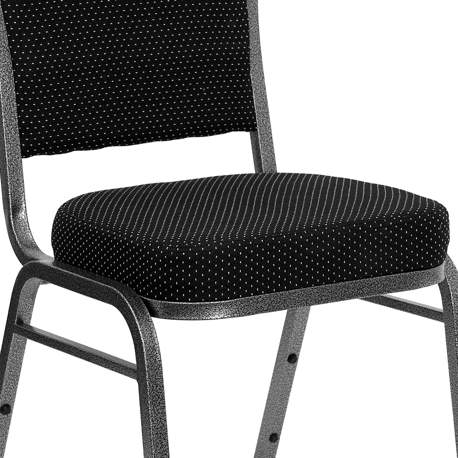 BLNK™ HERCULES Series Fabric Crown Back Stacking Banquet Chair with Silver Vein Frame - Black Dot Patterned