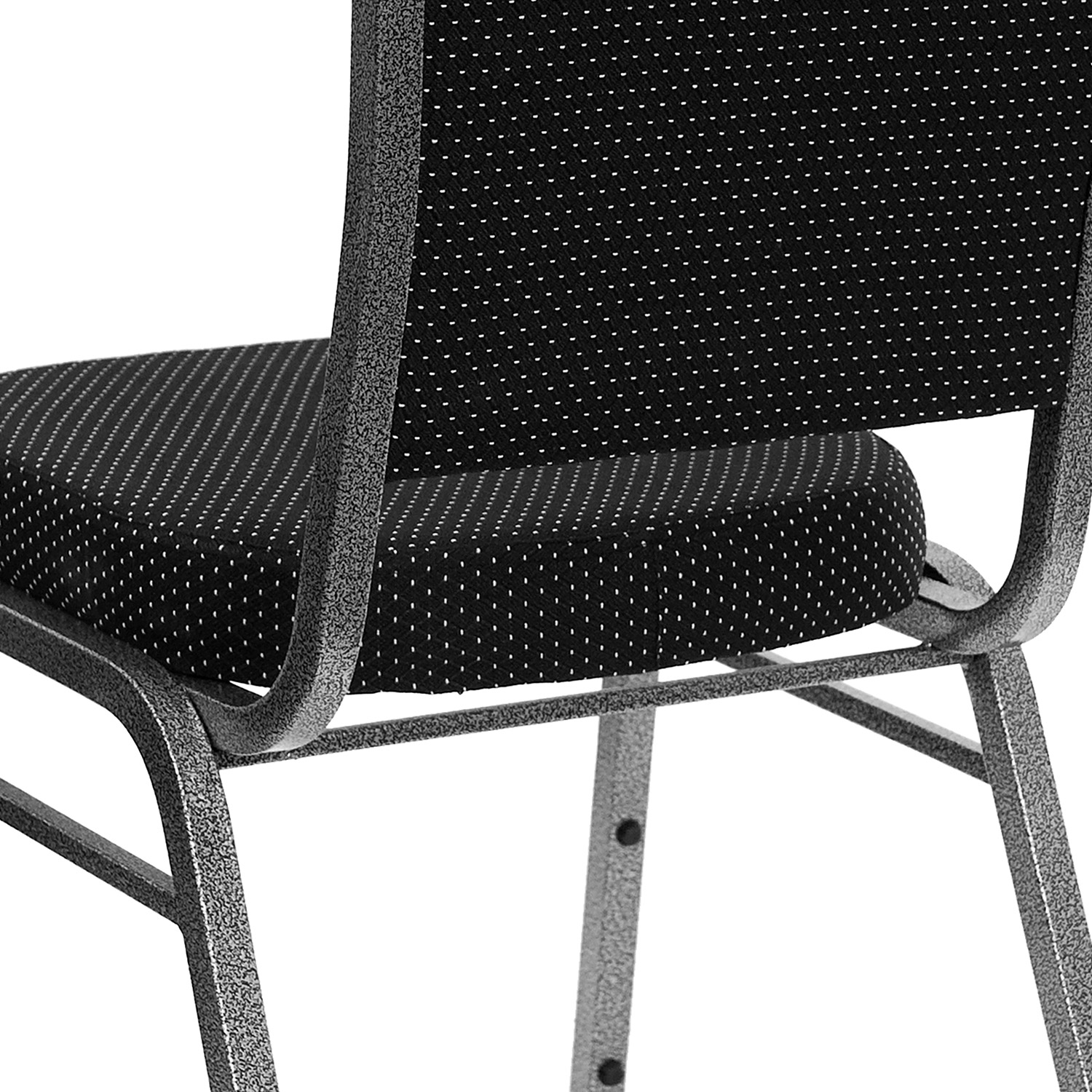 BLNK™ HERCULES Series Fabric Crown Back Stacking Banquet Chair with Silver Vein Frame - Black Dot Patterned