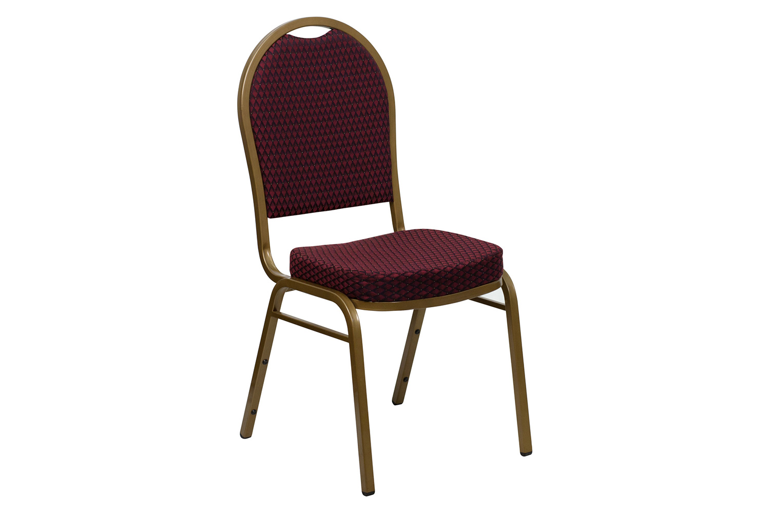 BLNK™ HERCULES Series Fabric Dome Back Stacking Banquet Chair with Gold Frame - Burgundy Patterned