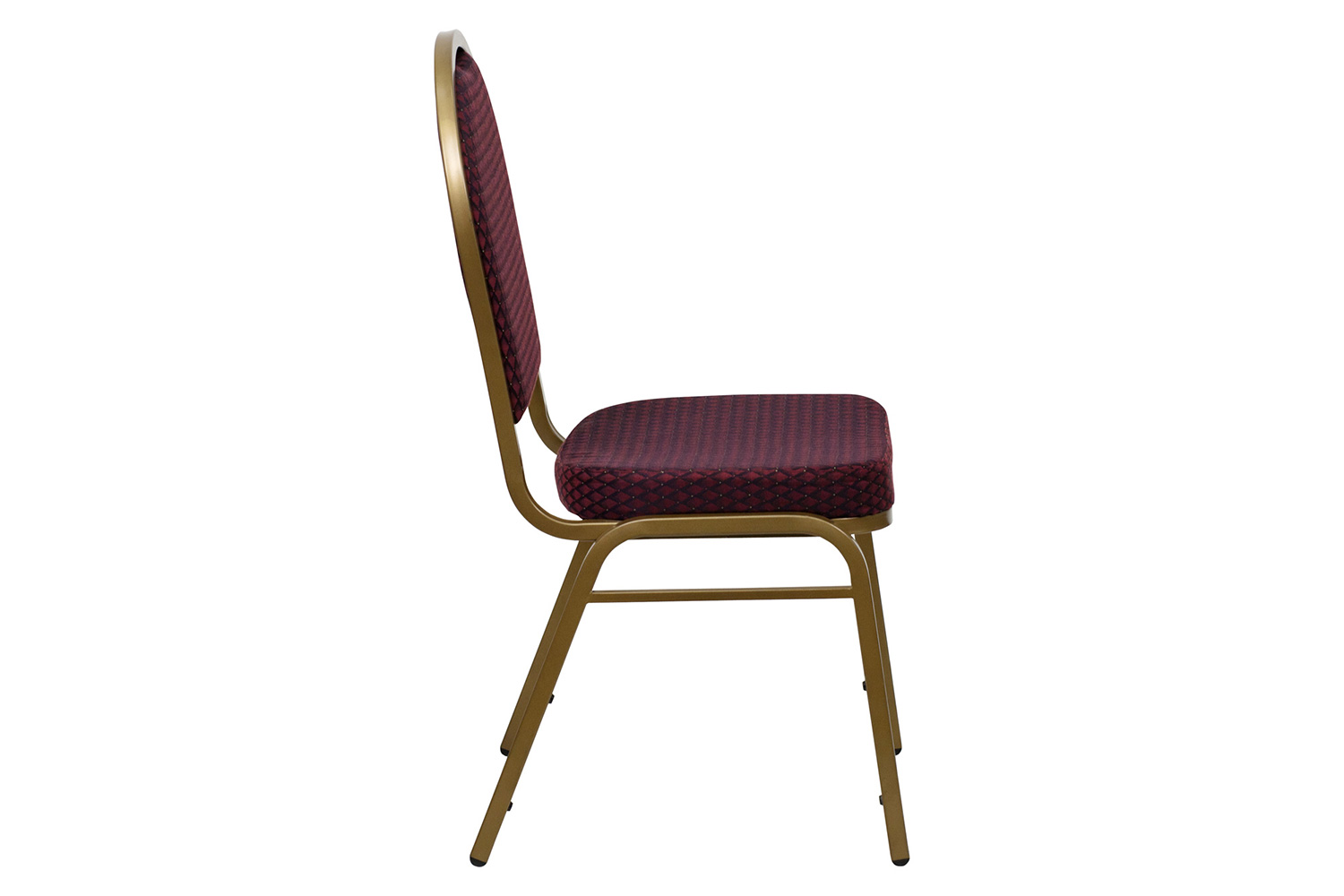 BLNK™ HERCULES Series Fabric Dome Back Stacking Banquet Chair with Gold Frame - Burgundy Patterned