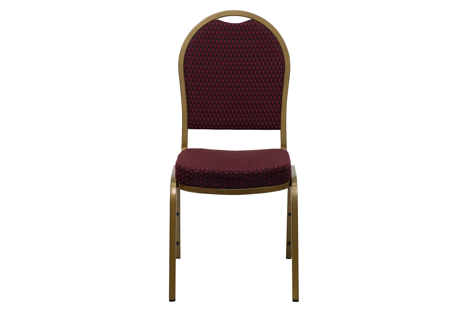 BLNK™ HERCULES Series Fabric Dome Back Stacking Banquet Chair with Gold Frame - Burgundy Patterned