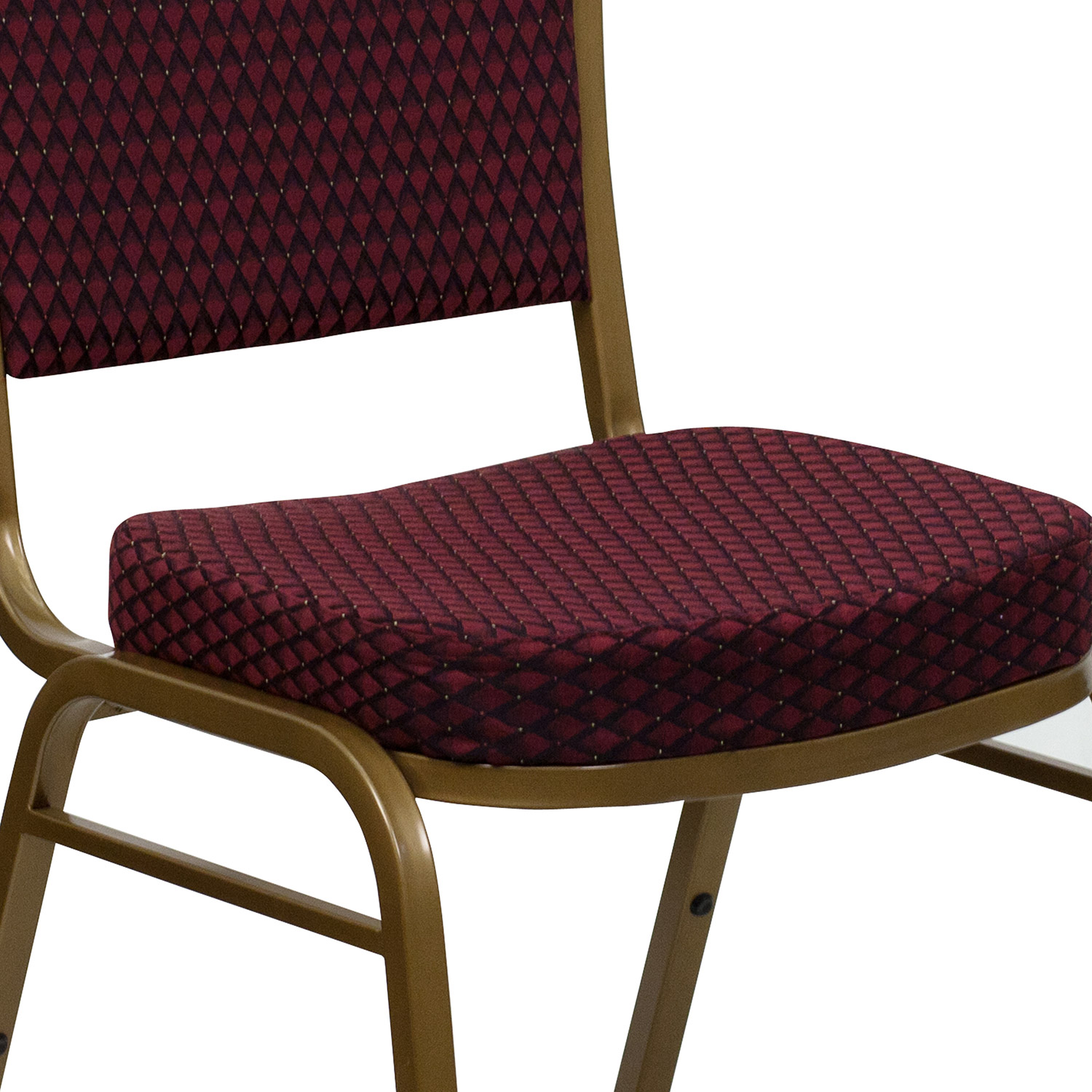 BLNK™ HERCULES Series Fabric Dome Back Stacking Banquet Chair with Gold Frame - Burgundy Patterned