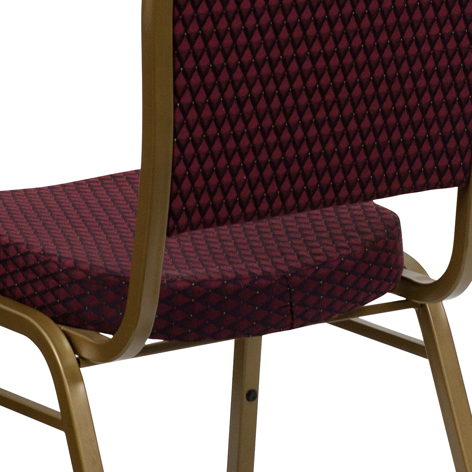 BLNK™ HERCULES Series Fabric Dome Back Stacking Banquet Chair with Gold Frame - Burgundy Patterned