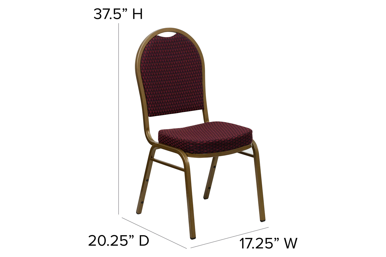 BLNK™ HERCULES Series Fabric Dome Back Stacking Banquet Chair with Gold Frame - Burgundy Patterned