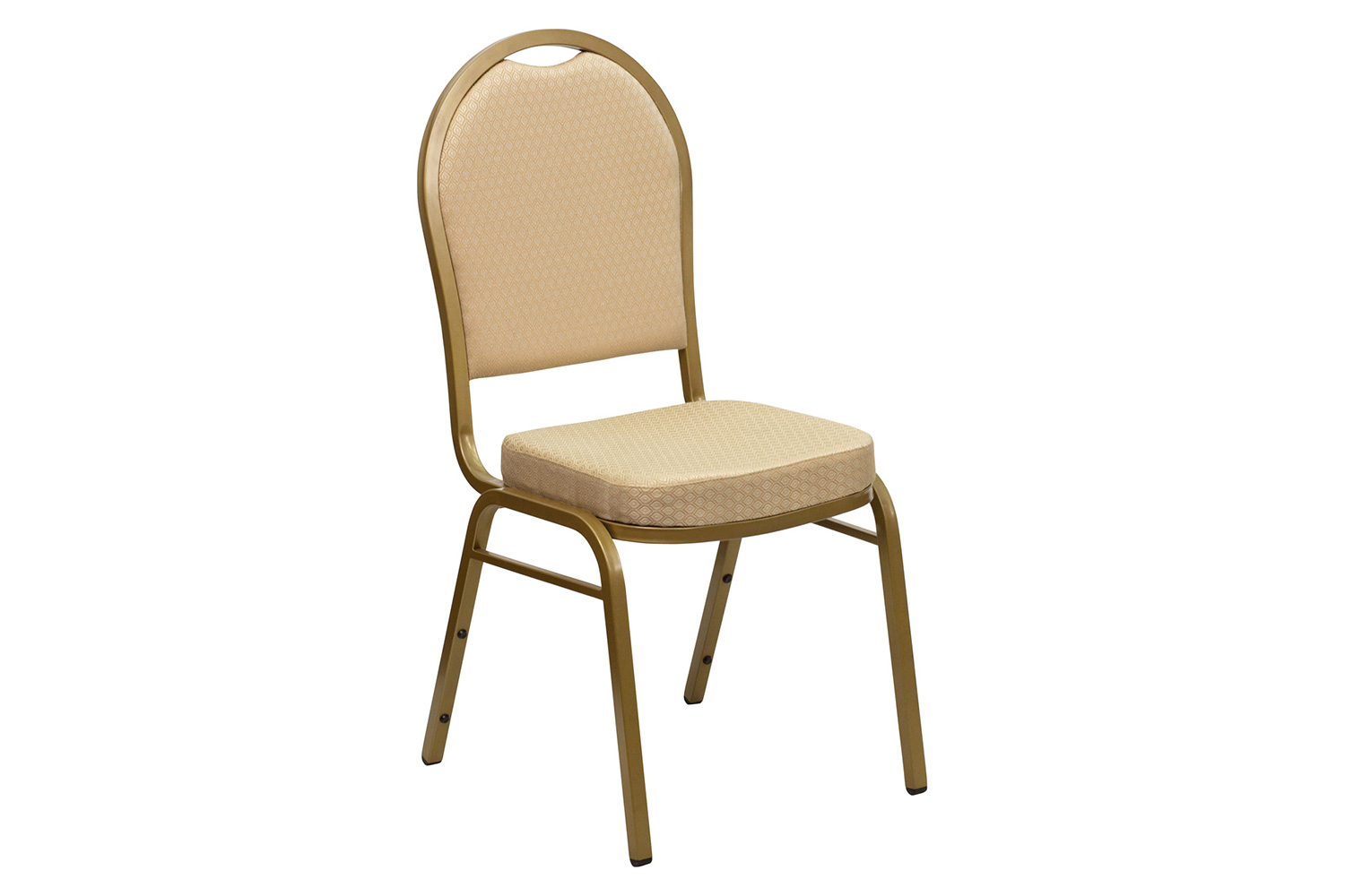 BLNK™ HERCULES Series Fabric Dome Back Stacking Banquet Chair with Gold Frame - Beige Patterned