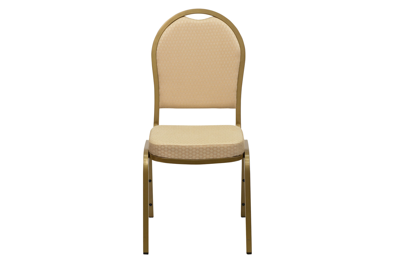 BLNK™ HERCULES Series Fabric Dome Back Stacking Banquet Chair with Gold Frame - Beige Patterned