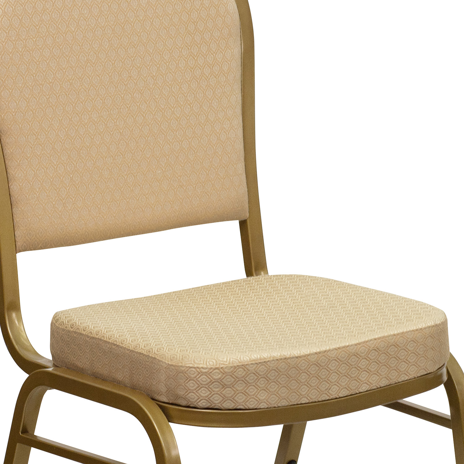 BLNK™ HERCULES Series Fabric Dome Back Stacking Banquet Chair with Gold Frame - Beige Patterned