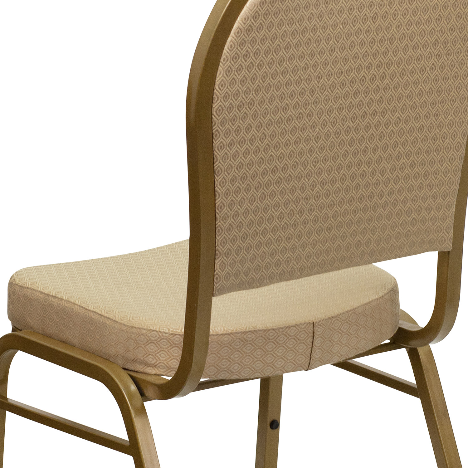 BLNK™ HERCULES Series Fabric Dome Back Stacking Banquet Chair with Gold Frame - Beige Patterned