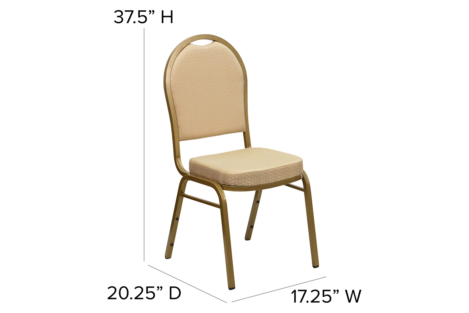 BLNK™ HERCULES Series Fabric Dome Back Stacking Banquet Chair with Gold Frame - Beige Patterned