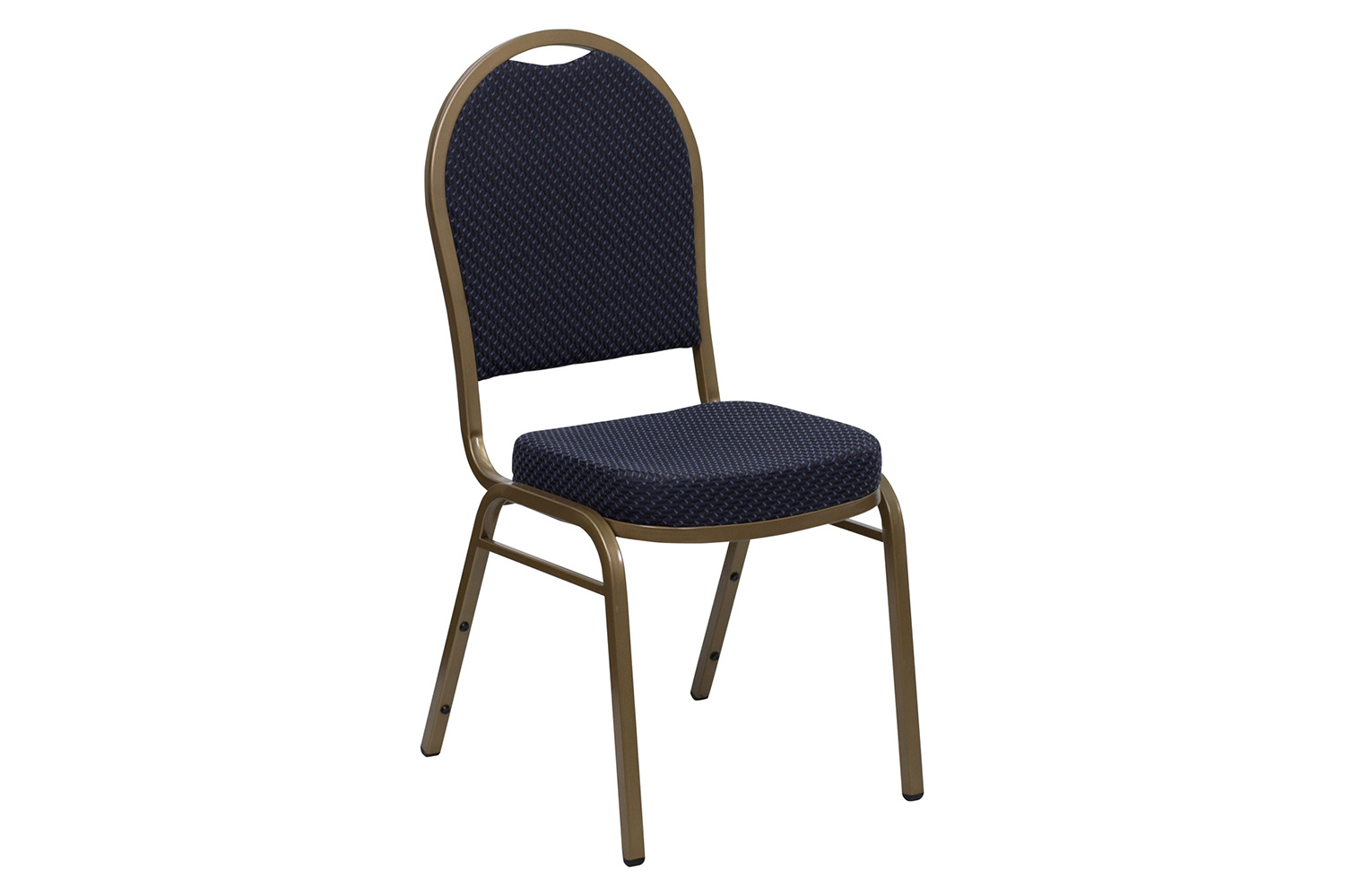 BLNK™ HERCULES Series Fabric Dome Back Stacking Banquet Chair with Gold Frame - Navy Patterned