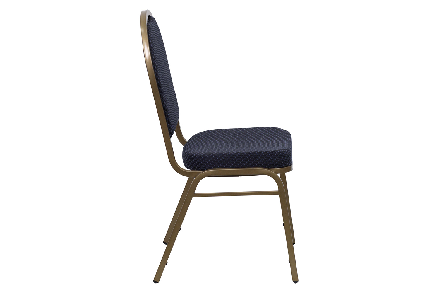 BLNK™ HERCULES Series Fabric Dome Back Stacking Banquet Chair with Gold Frame - Navy Patterned