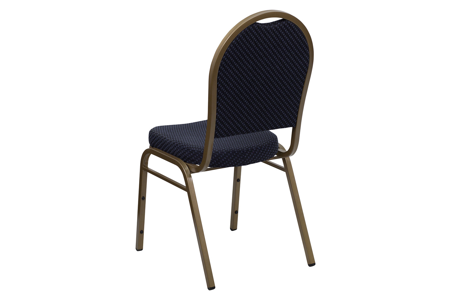 BLNK™ HERCULES Series Fabric Dome Back Stacking Banquet Chair with Gold Frame - Navy Patterned