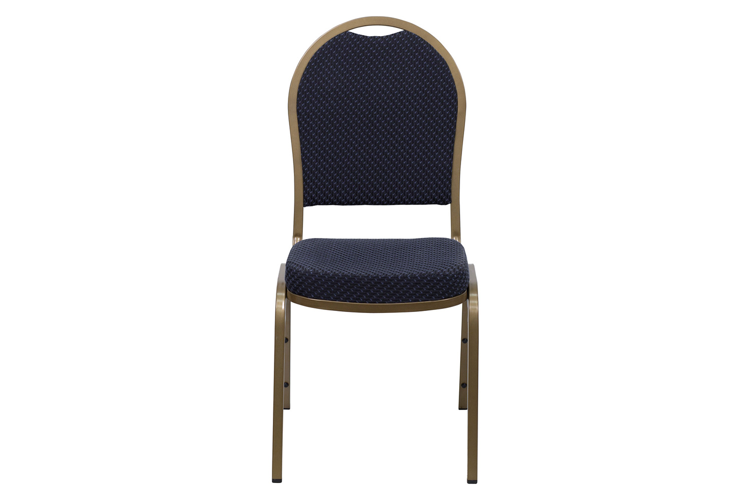 BLNK™ HERCULES Series Fabric Dome Back Stacking Banquet Chair with Gold Frame - Navy Patterned