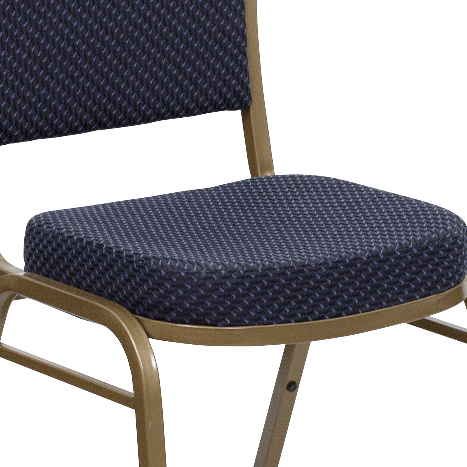 BLNK™ HERCULES Series Fabric Dome Back Stacking Banquet Chair with Gold Frame - Navy Patterned