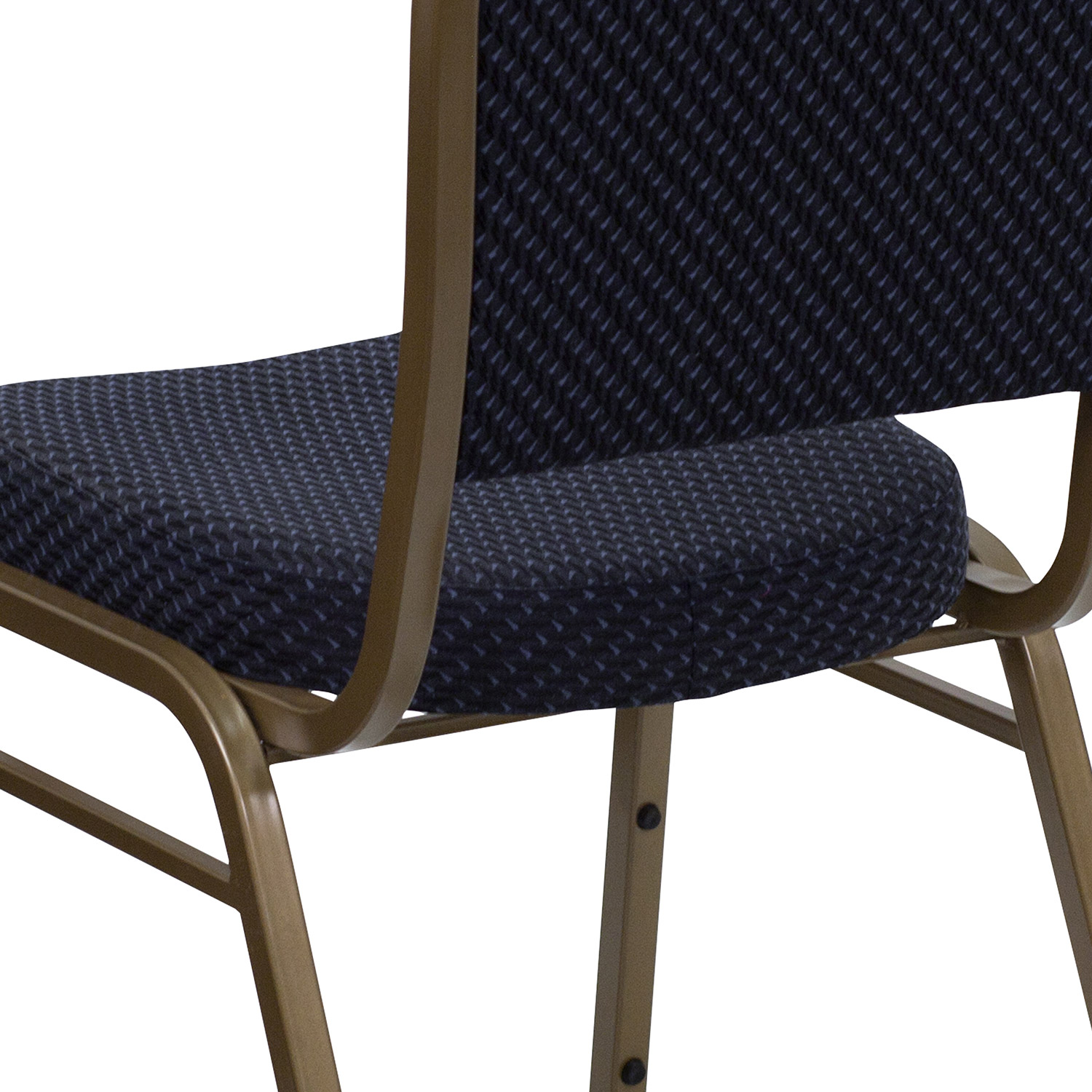 BLNK™ HERCULES Series Fabric Dome Back Stacking Banquet Chair with Gold Frame - Navy Patterned