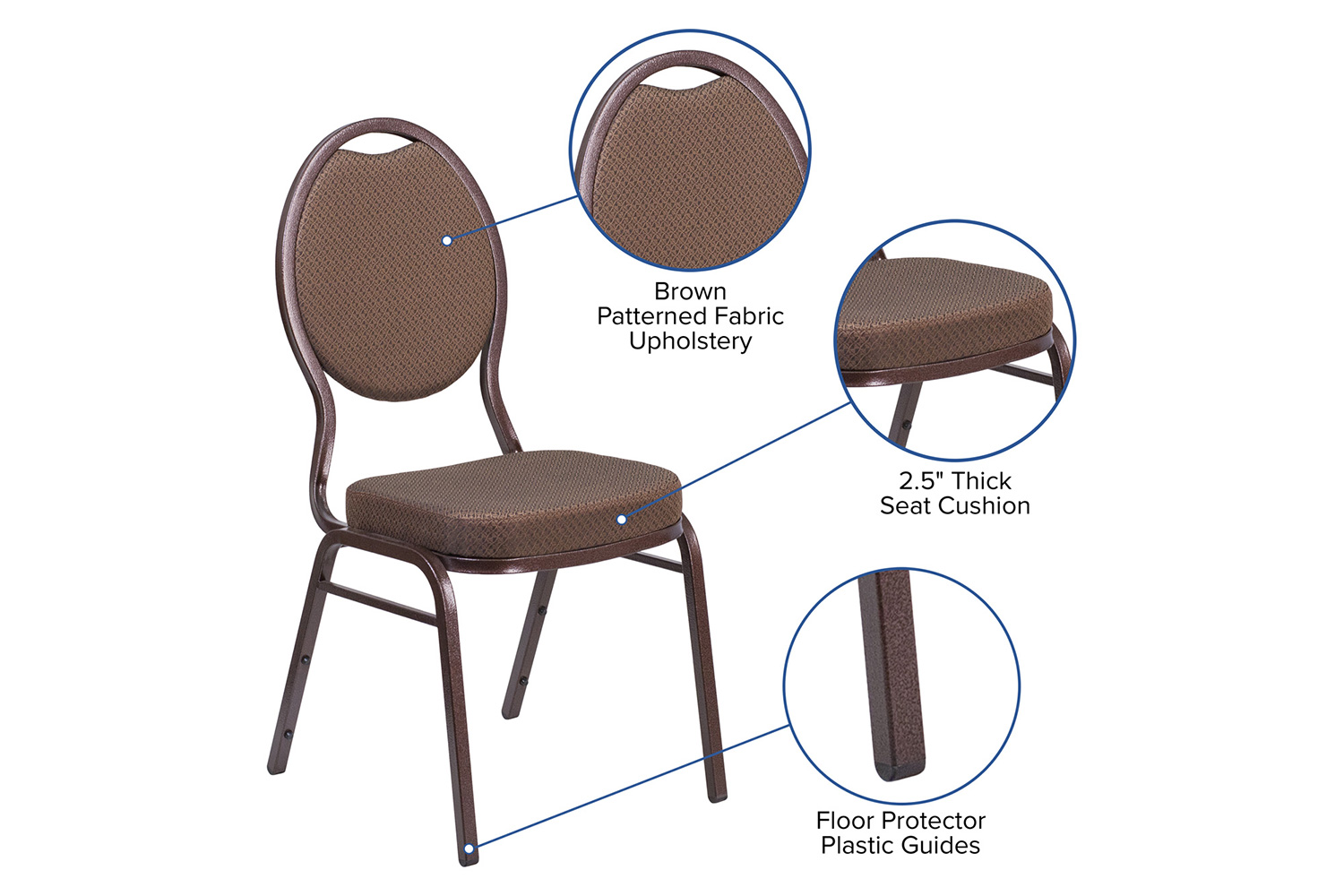 BLNK HERCULES Series Fabric Teardrop Back Stacking Banquet Chair - Brown