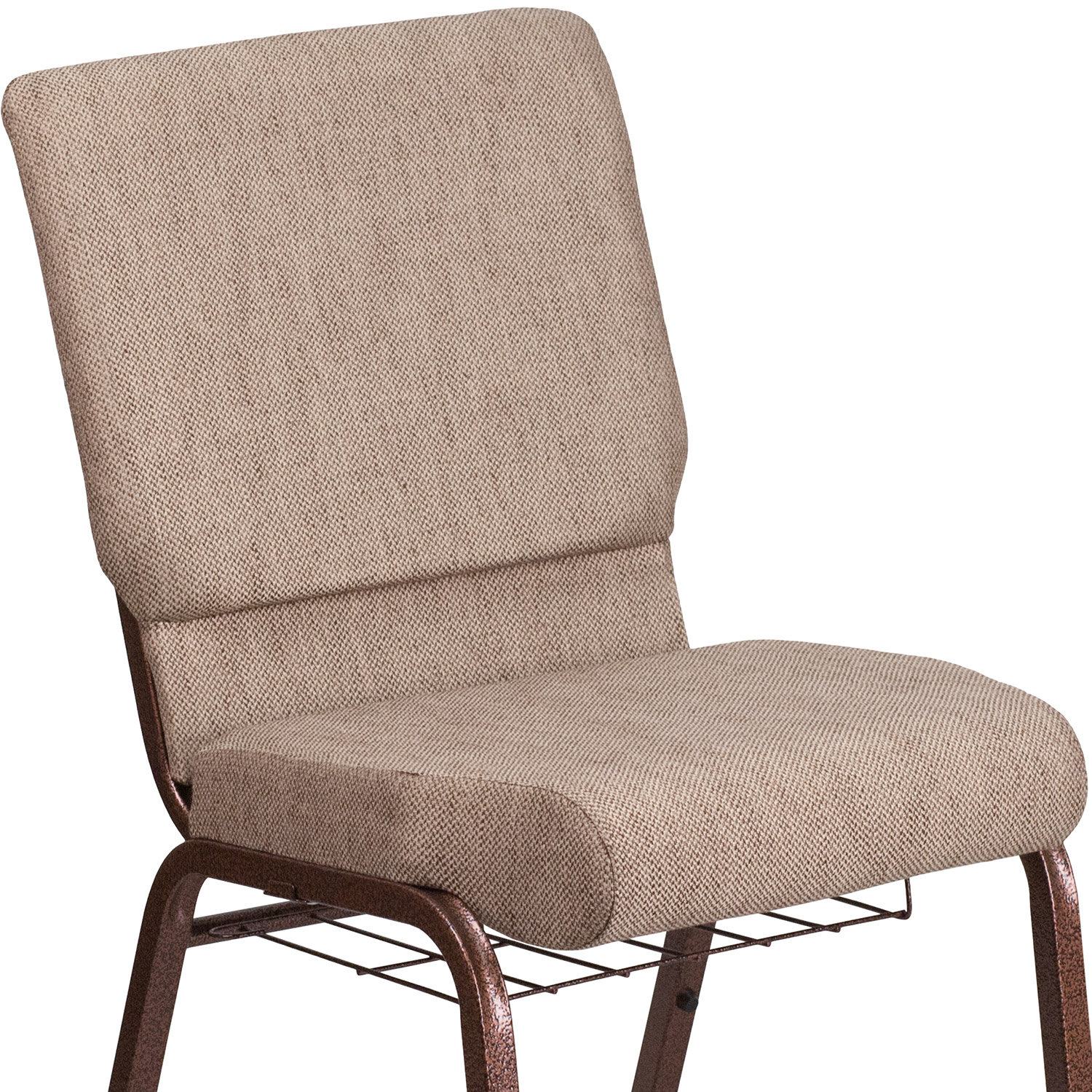 BLNK - HERCULES Series Fabric Church Chair with Book Rack and Copper Vein Frame