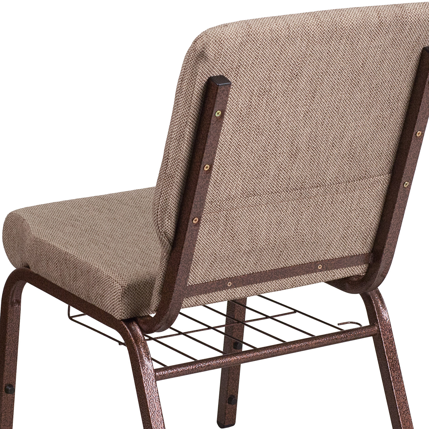 BLNK - HERCULES Series Fabric Church Chair with Book Rack and Copper Vein Frame