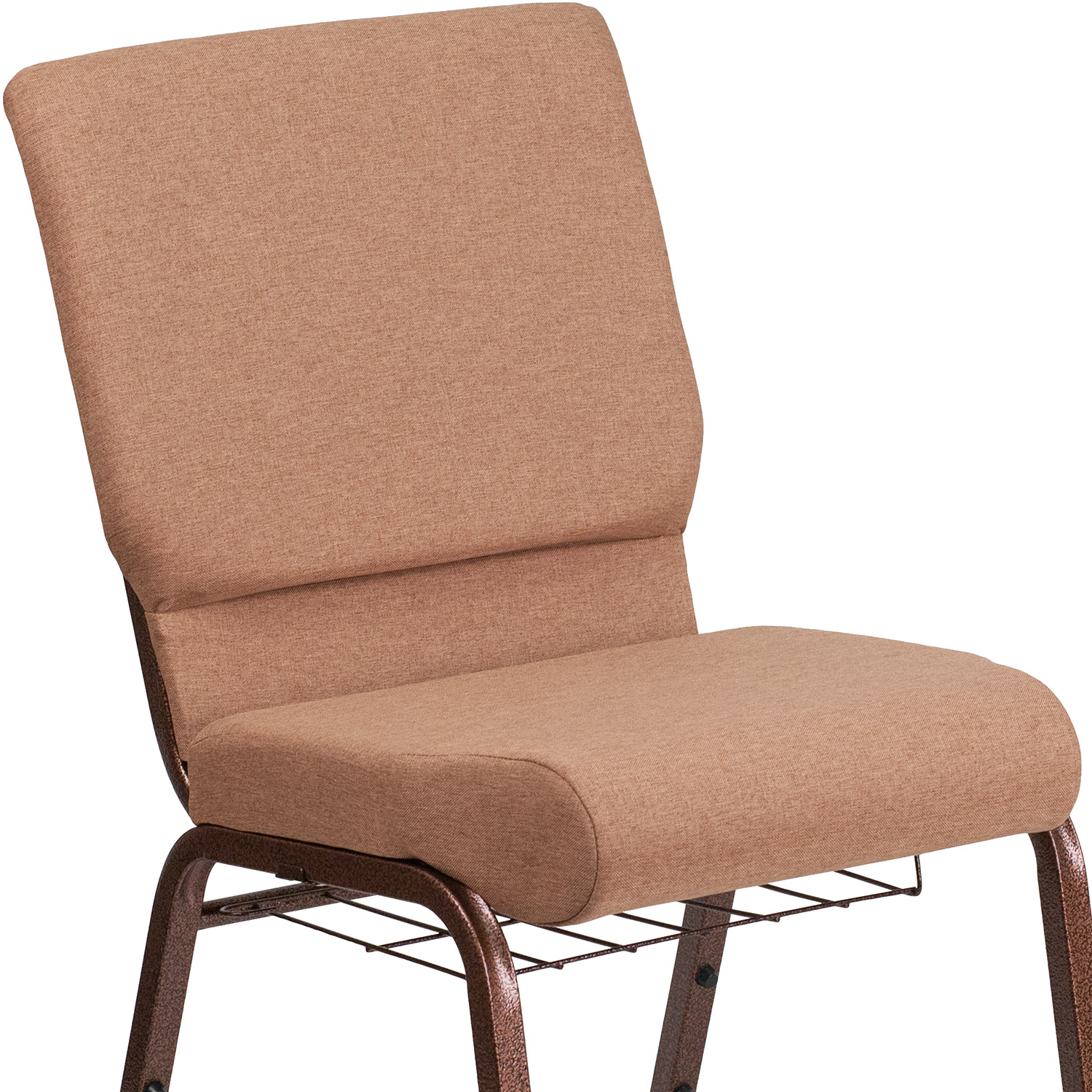 BLNK™ - HERCULES Series Fabric Church Chair with Cup Book Rack and Copper Vein Frame