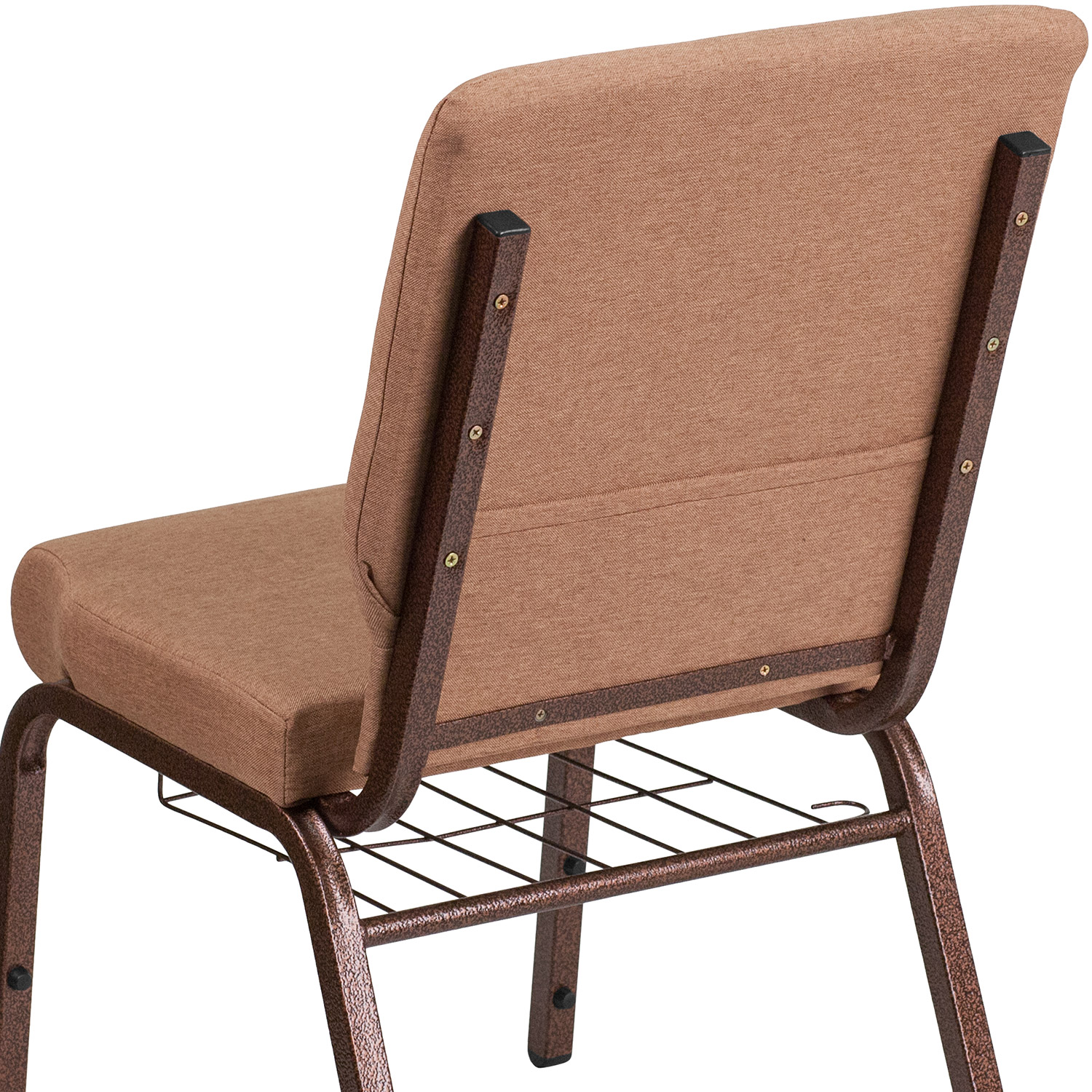 BLNK™ - HERCULES Series Fabric Church Chair with Cup Book Rack and Copper Vein Frame