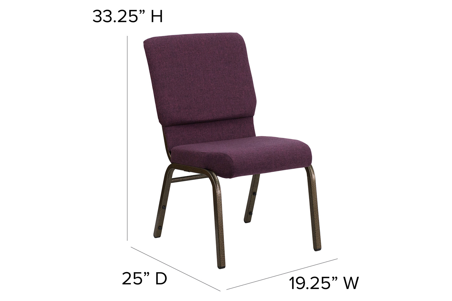 BLNK™ HERCULES Series Fabric Stacking Church Chair with Gold Vein Frame - Plum