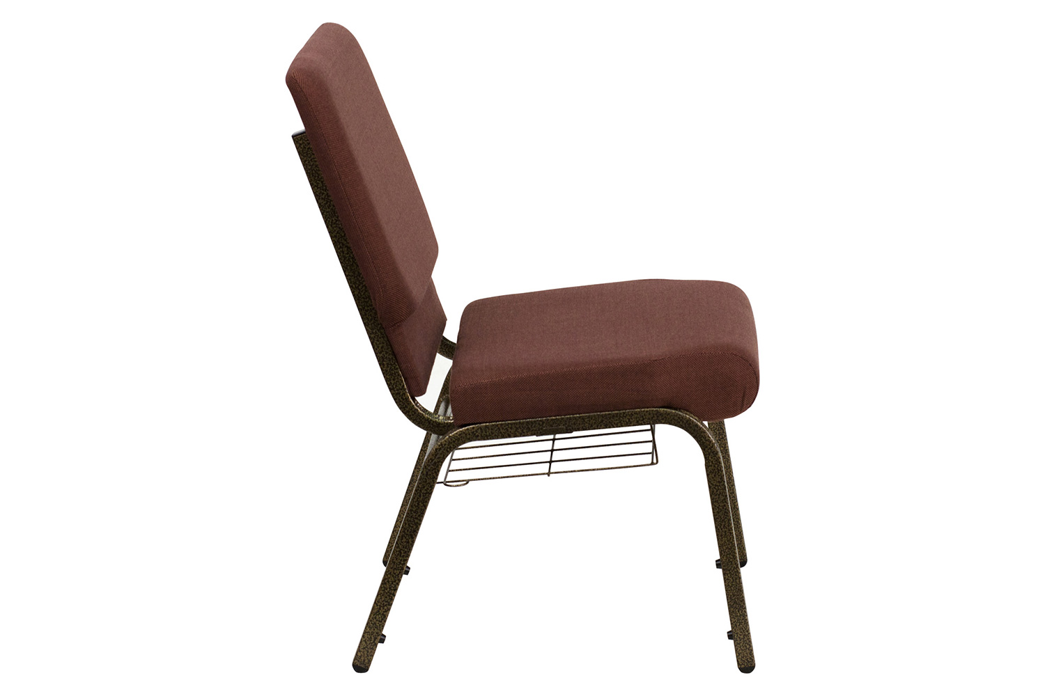 BLNK™ HERCULES Series Fabric Church Chair with Cup Book Rack and Gold Vein Frame - Brown