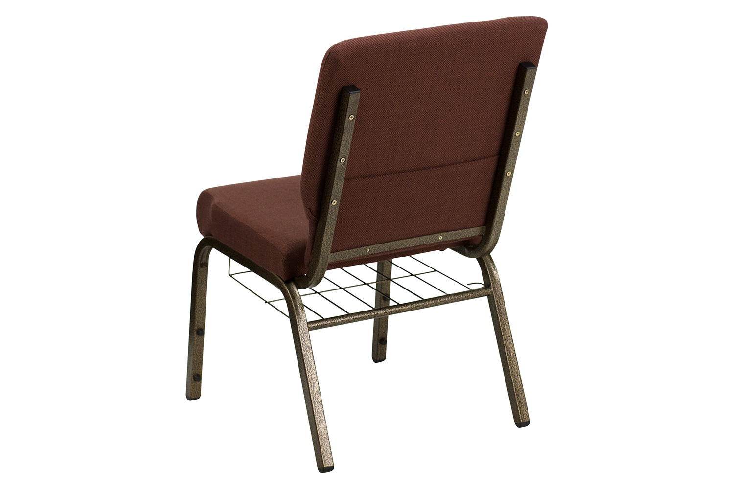 BLNK™ HERCULES Series Fabric Church Chair with Cup Book Rack and Gold Vein Frame - Brown